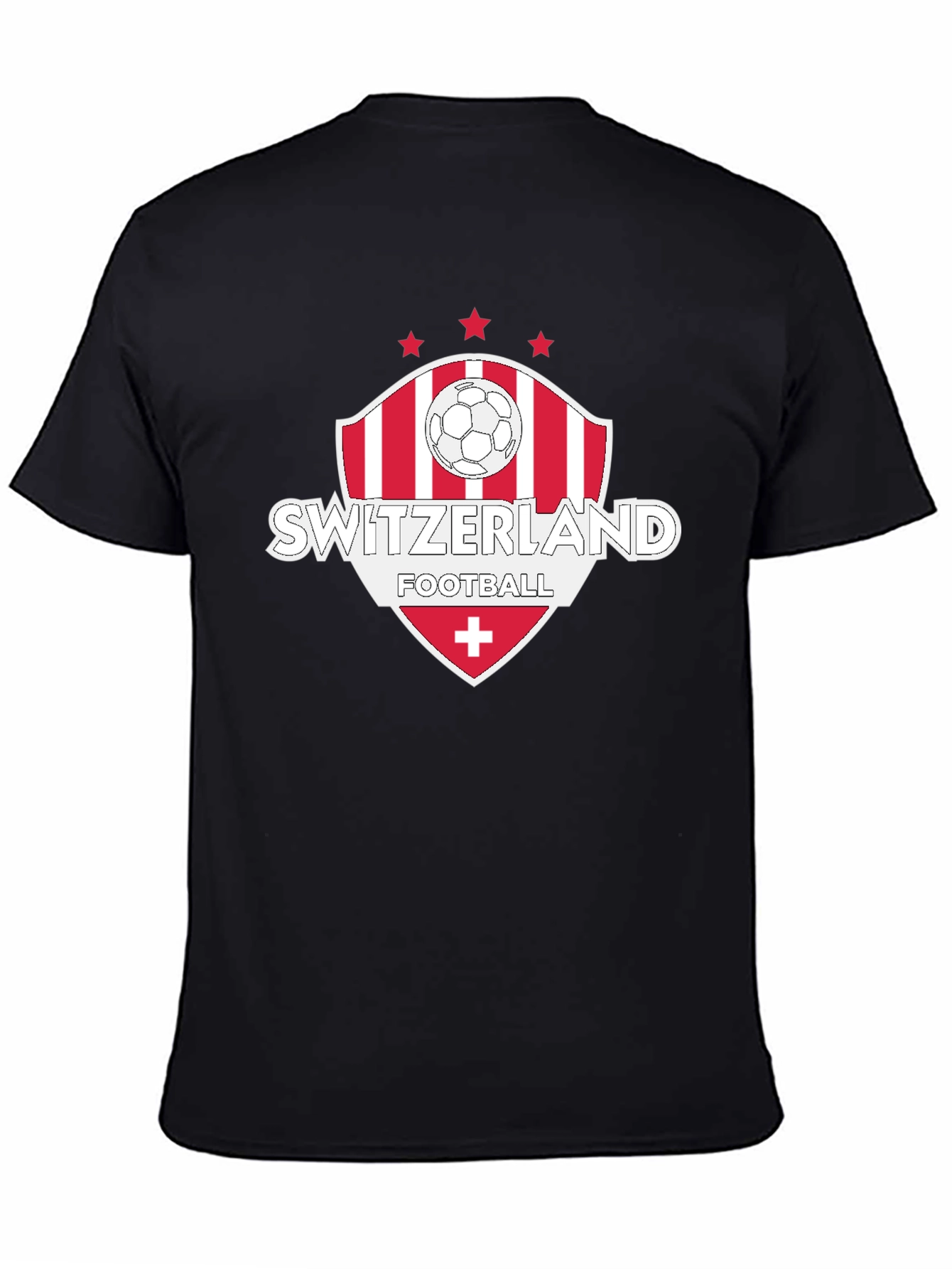 Camiseta Negra Fútbol Suiza Diseño Deportivo