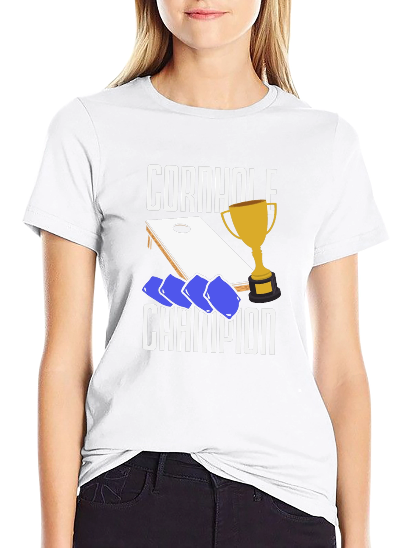 Camiseta Negra Campeón de Cornhole