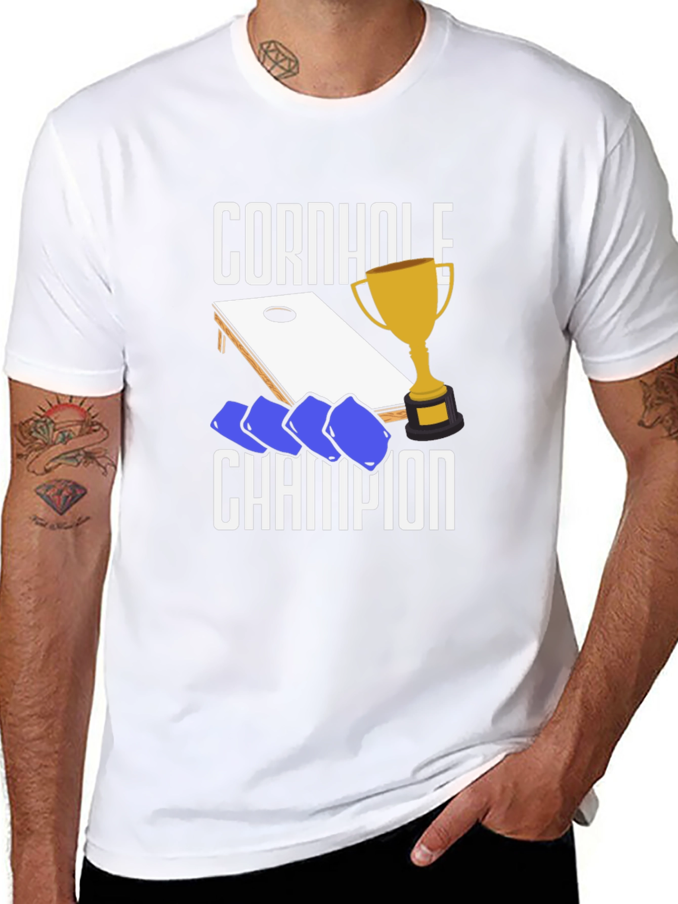 Camiseta Negra Campeón de Cornhole