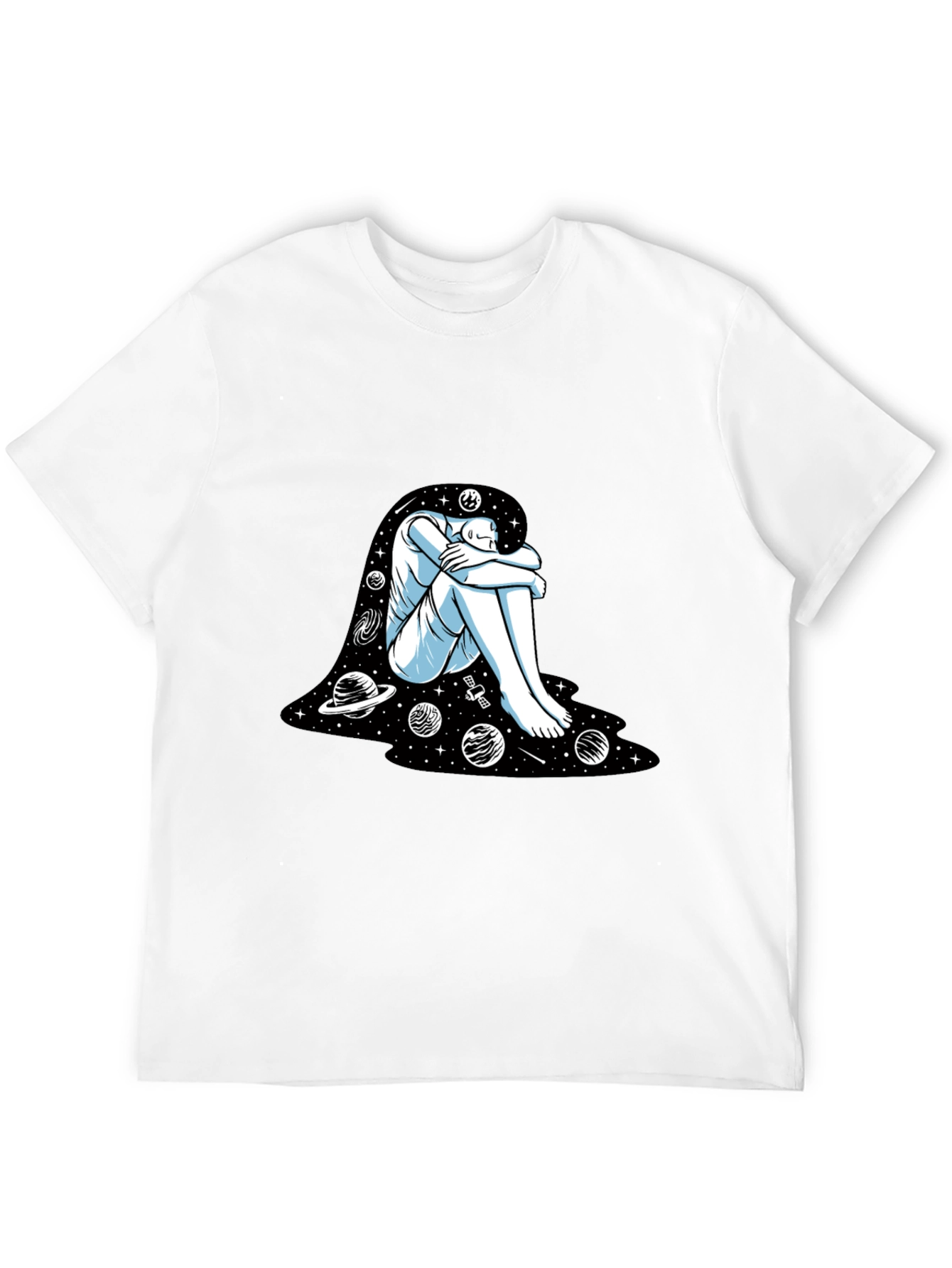 Camiseta Negra con Diseño Espacial Abstracto