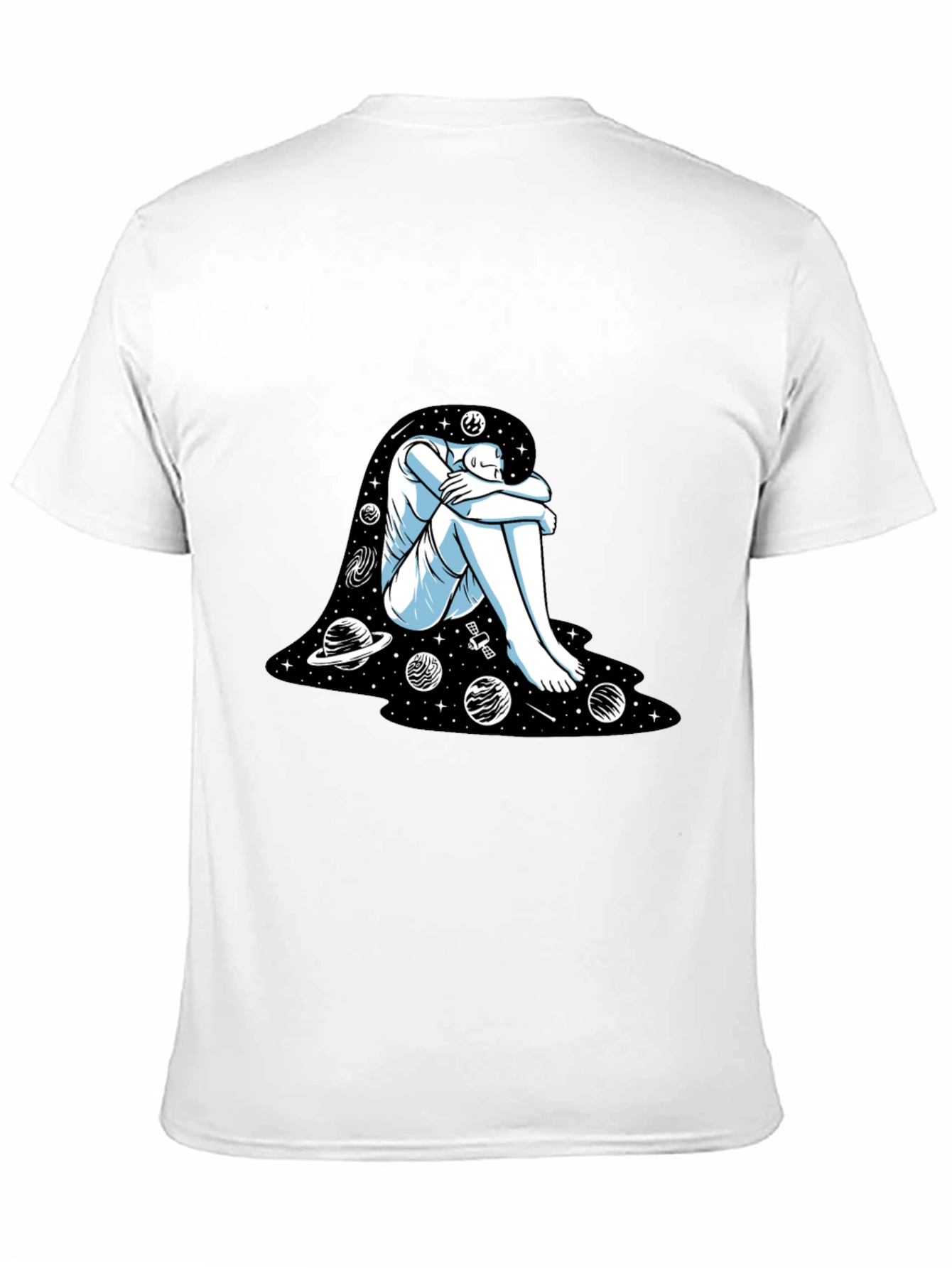 Camiseta Negra con Diseño Espacial Abstracto