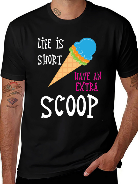 Camiseta Negra con Diseño de Helado Life is Short