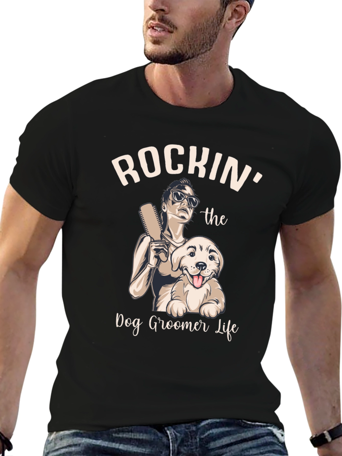 Camiseta Rockin Dog Groomer Life Negra