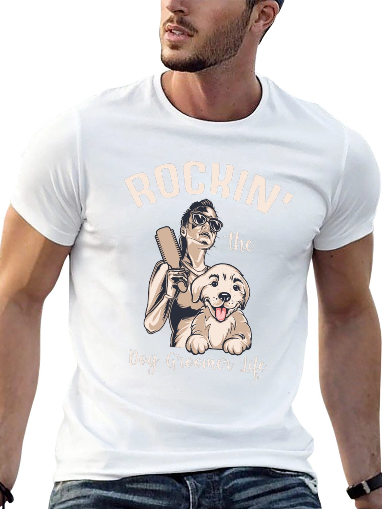 Camiseta Rockin Dog Groomer Life Negra