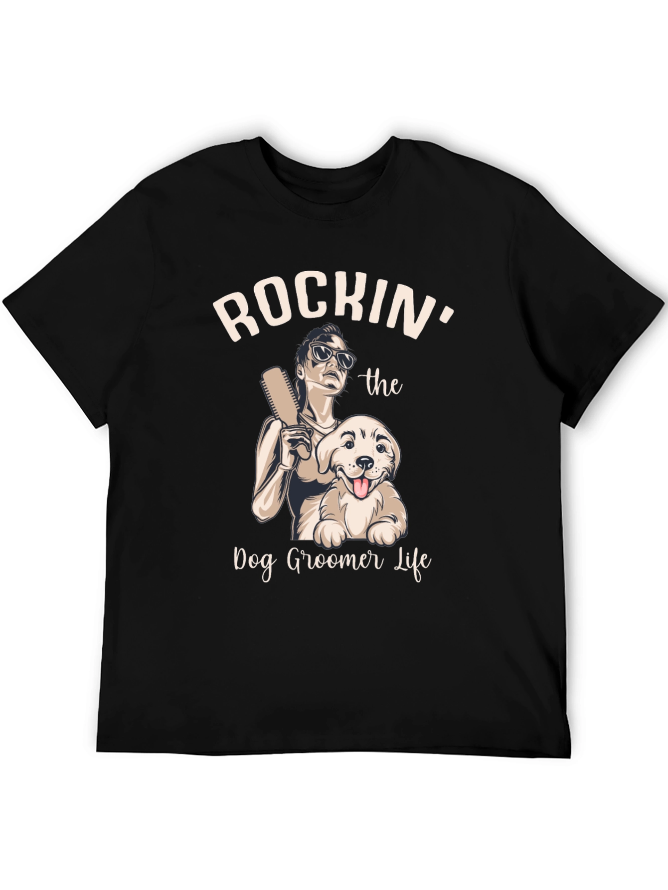 Camiseta Rockin Dog Groomer Life Negra