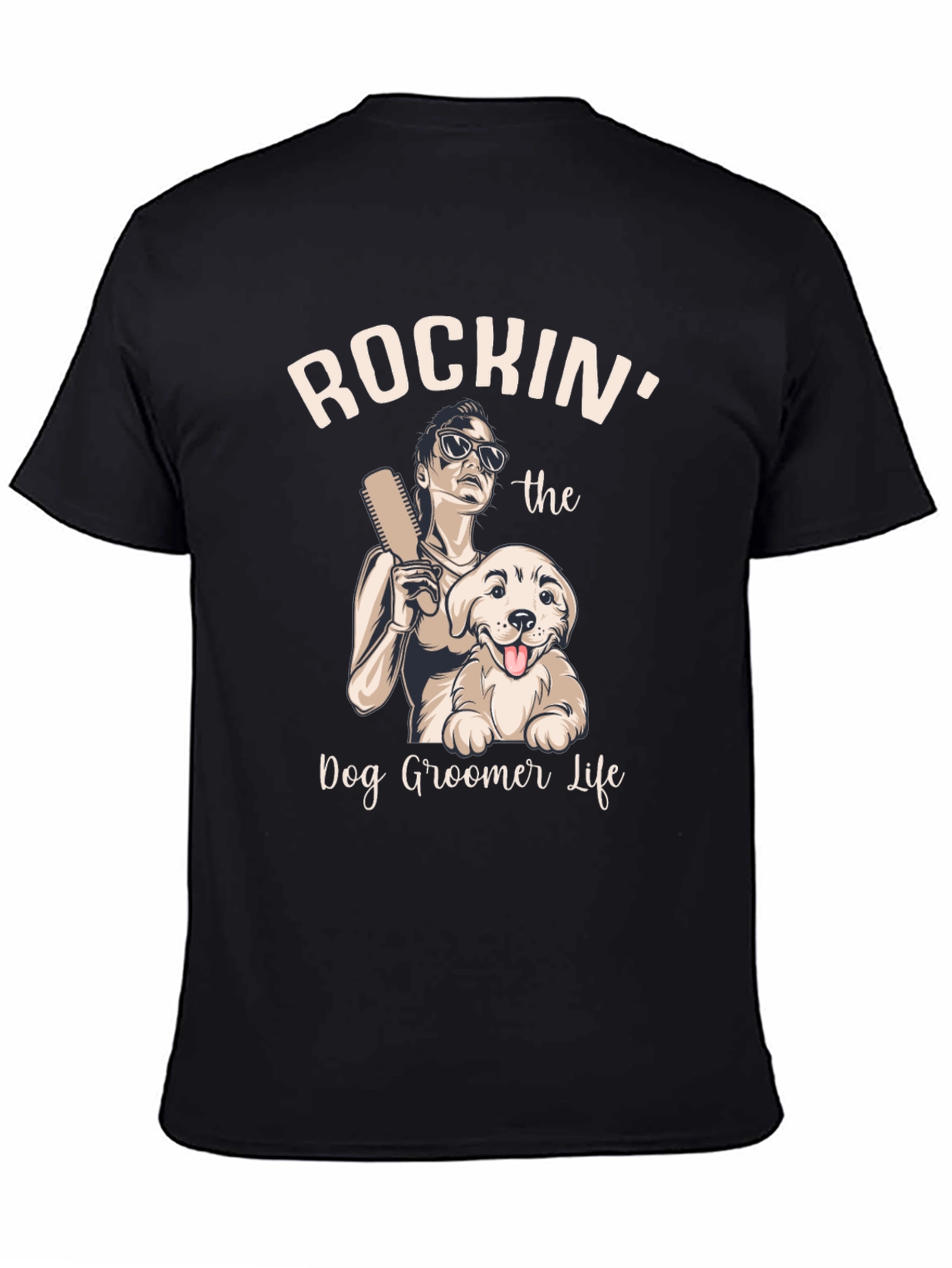 Camiseta Rockin Dog Groomer Life Negra