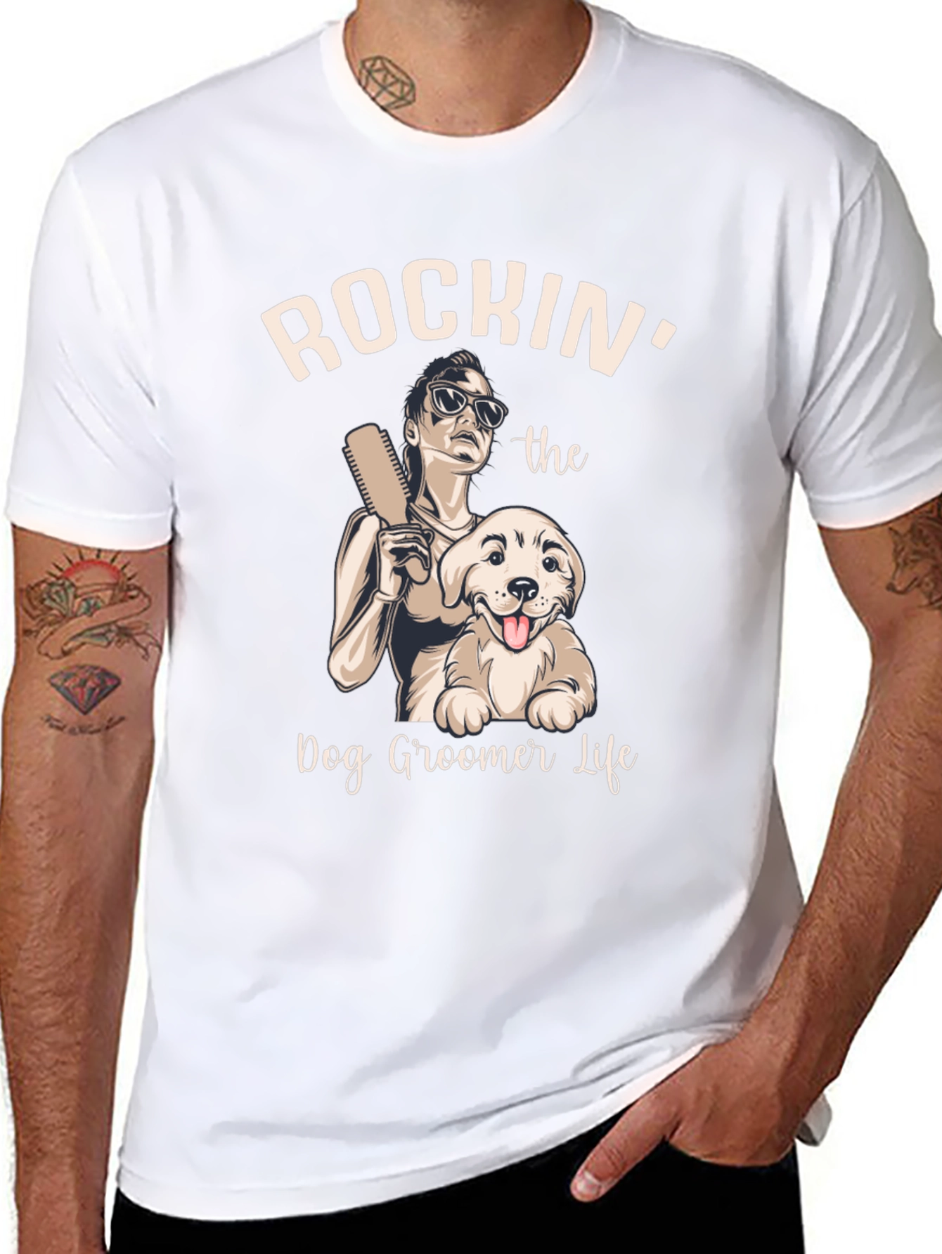 Camiseta Rockin Dog Groomer Life Negra
