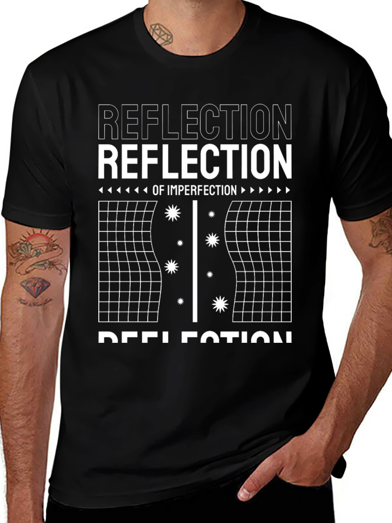 Camiseta Negra Reflection of Imperfection Diseño Gráfico