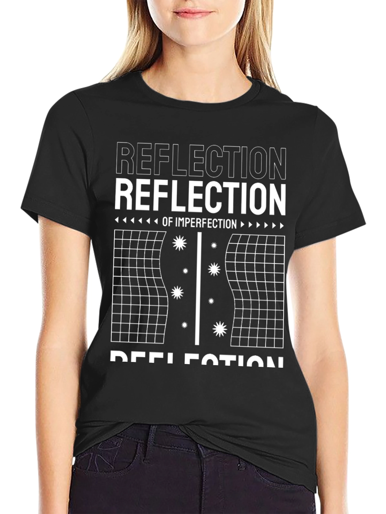 Camiseta Negra Reflection of Imperfection Diseño Gráfico