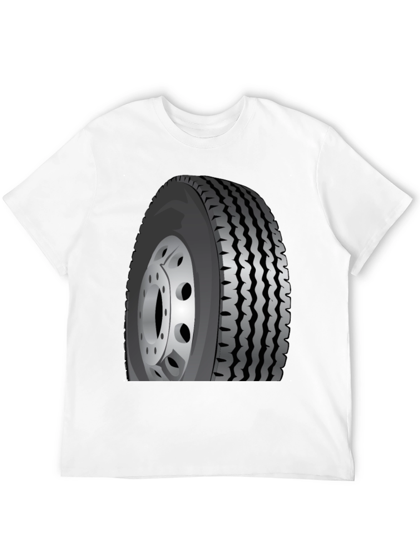 Camiseta Negra con Diseño de Llanta de Camión