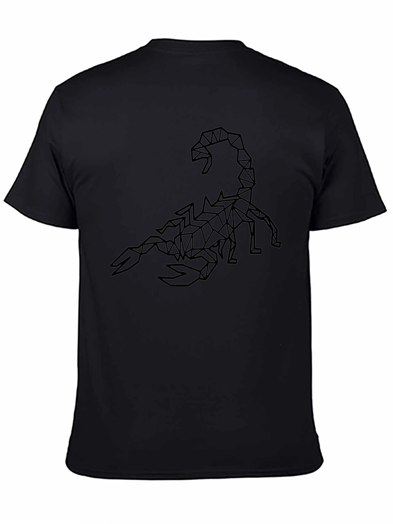 Camiseta Negra Hombre Diseño Escorpión Geométrico