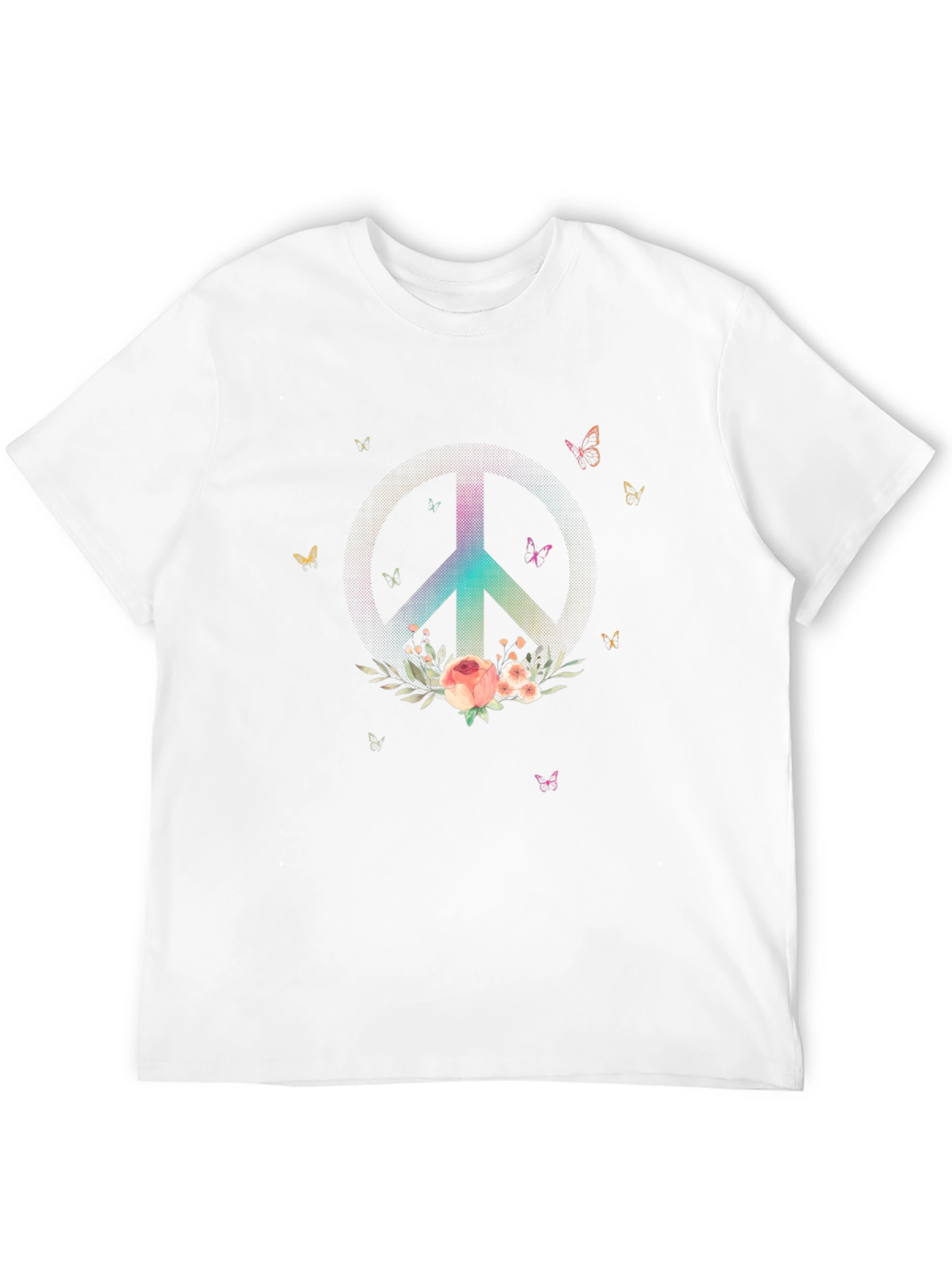 Camiseta Negra con Símbolo de Paz Floral