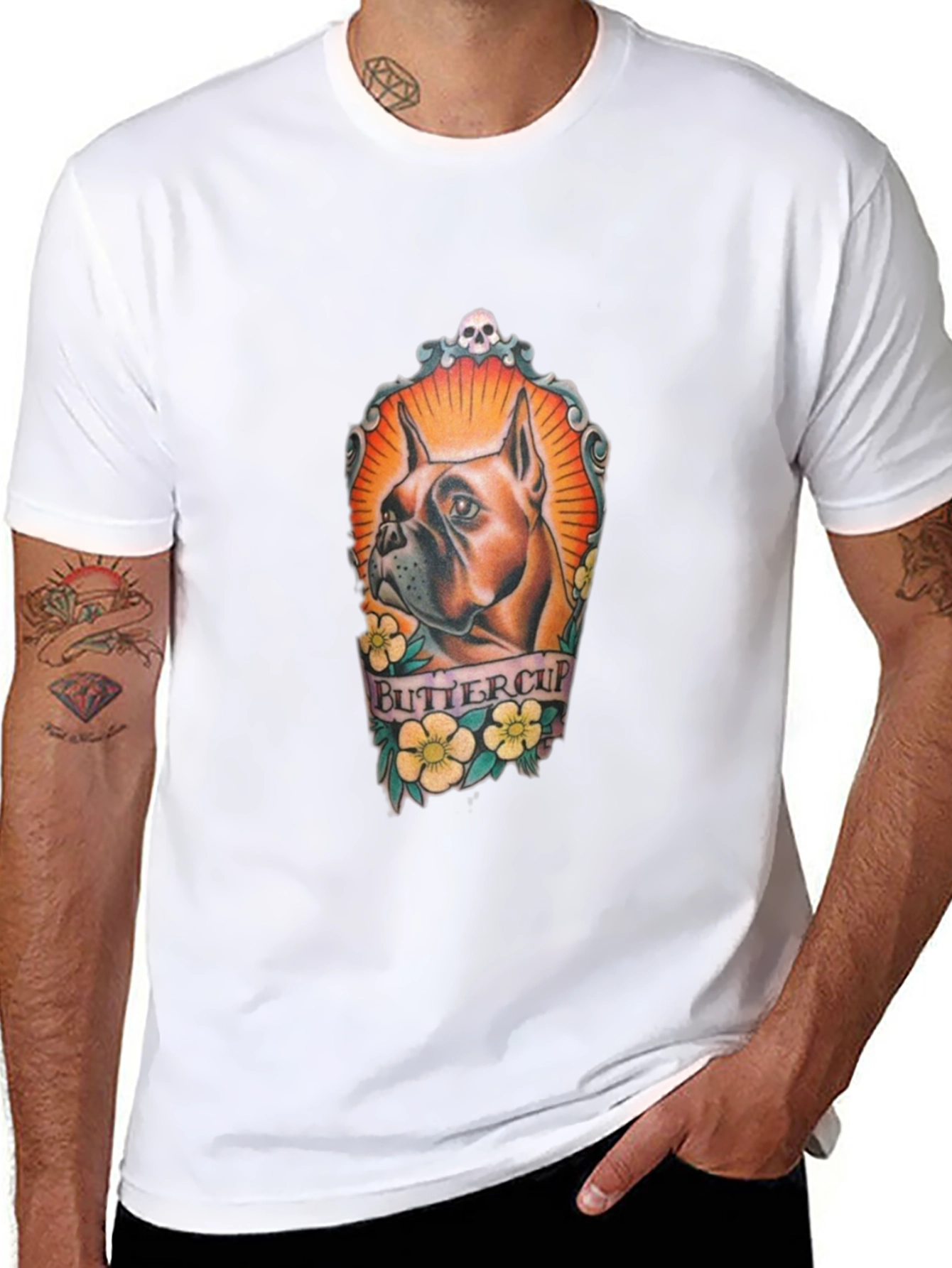 Camiseta Negra Estampada con Diseño de Bulldog Buttercup