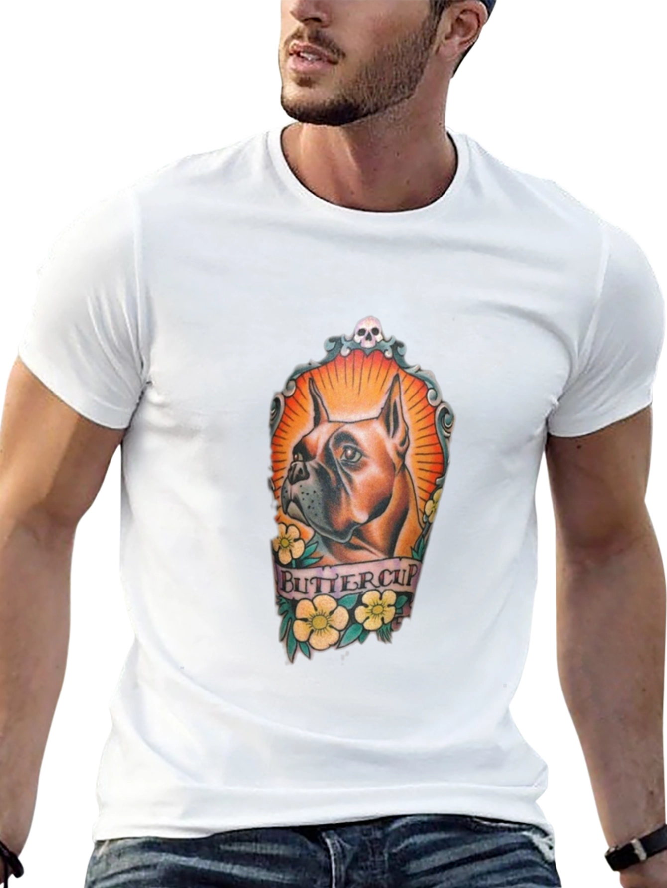 Camiseta Negra Estampada con Diseño de Bulldog Buttercup