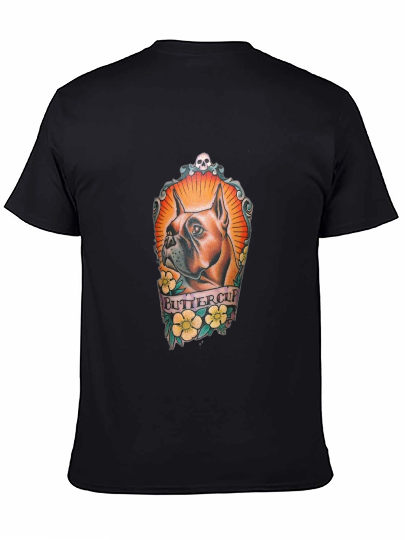 Camiseta Negra Estampada con Diseño de Bulldog Buttercup
