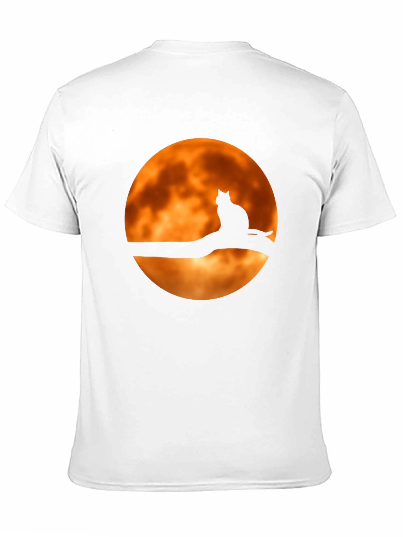 Camiseta Negra Gato Luna Naranja
