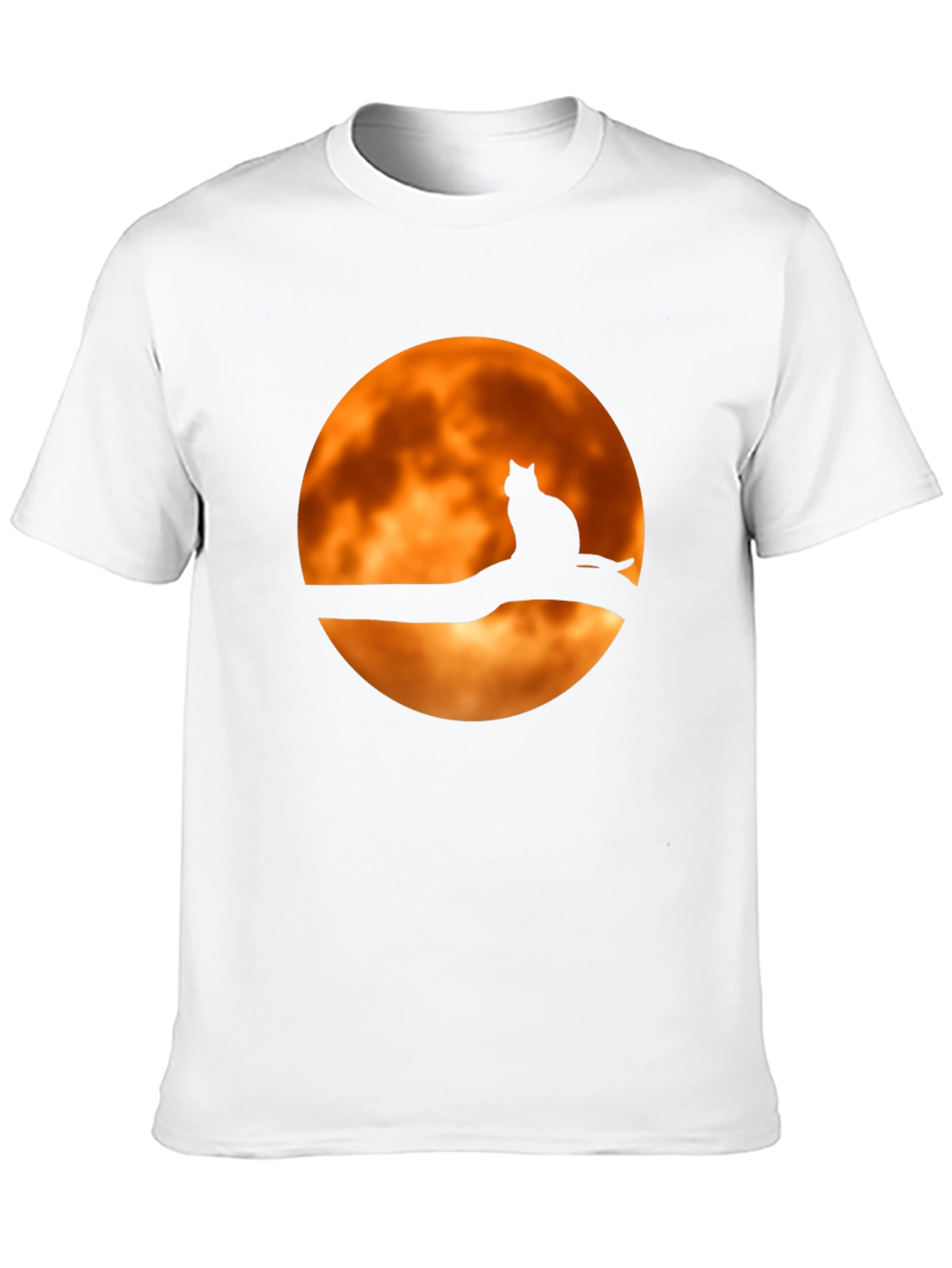 Camiseta Negra Gato Luna Naranja