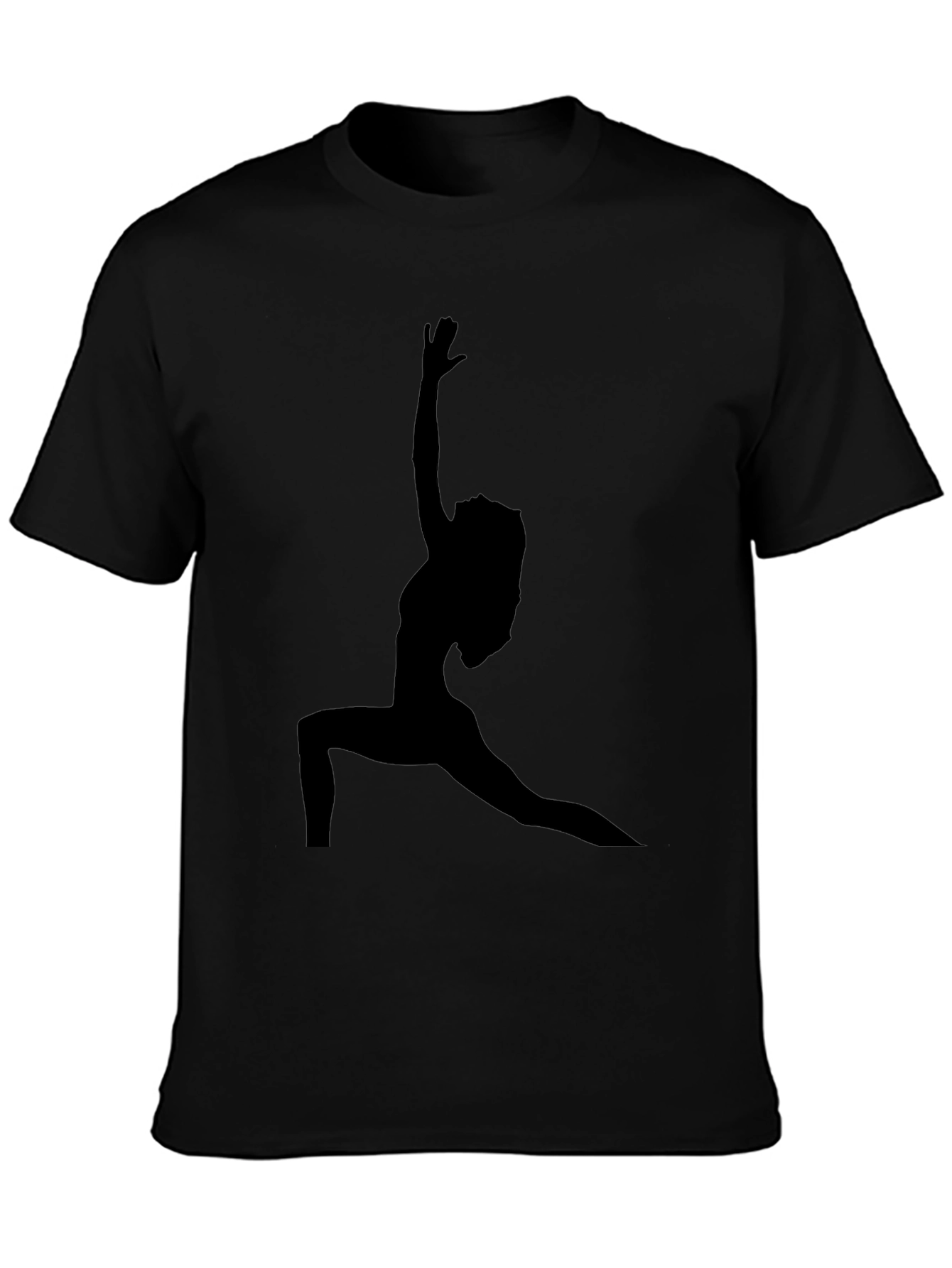Camiseta Negra con Silueta de Yoga para Hombre
