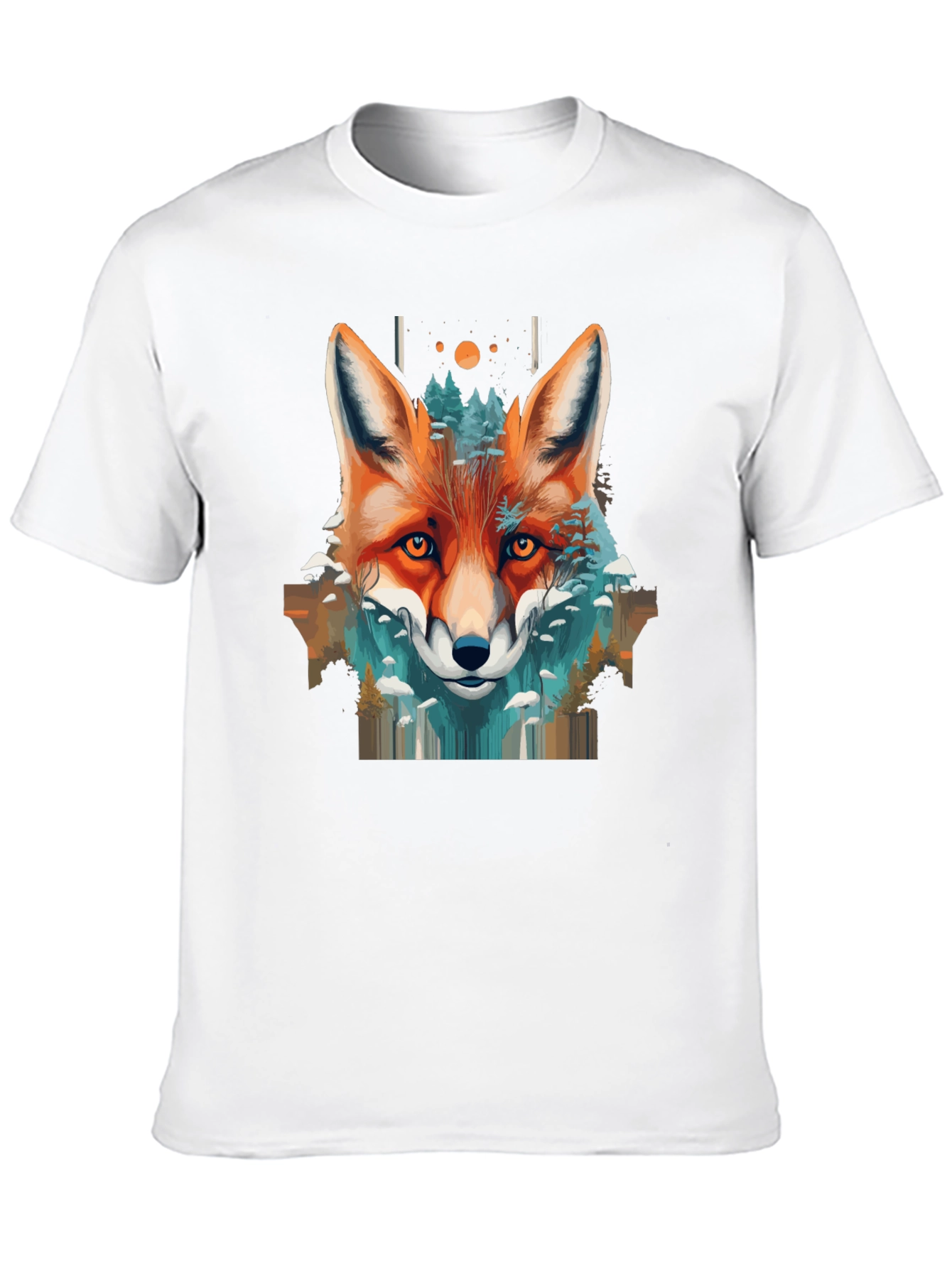 Camiseta Negra con Diseño de Zorro y Naturaleza