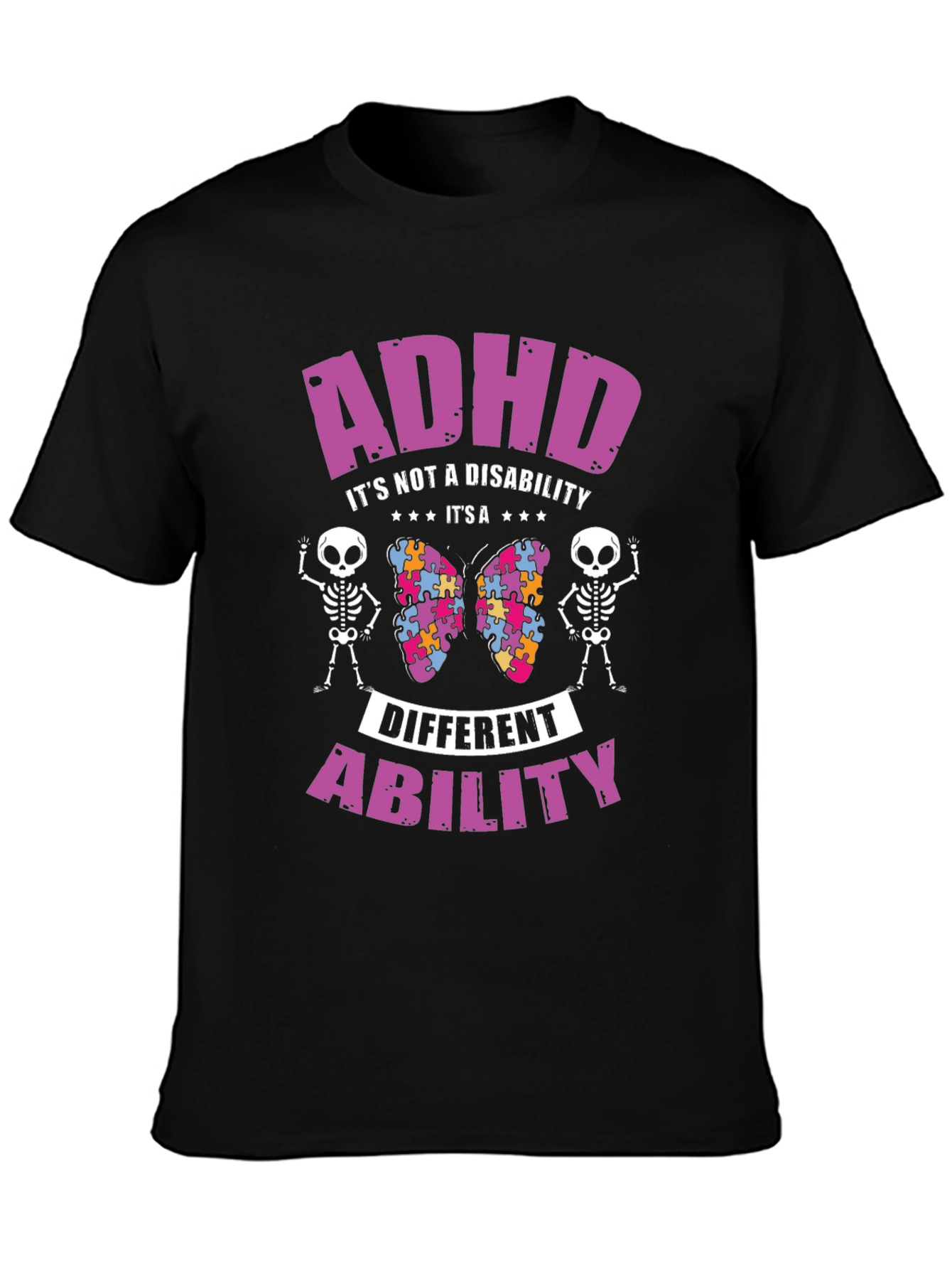 Camiseta Negra ADHD: Diferente Habilidad No Discapacidad