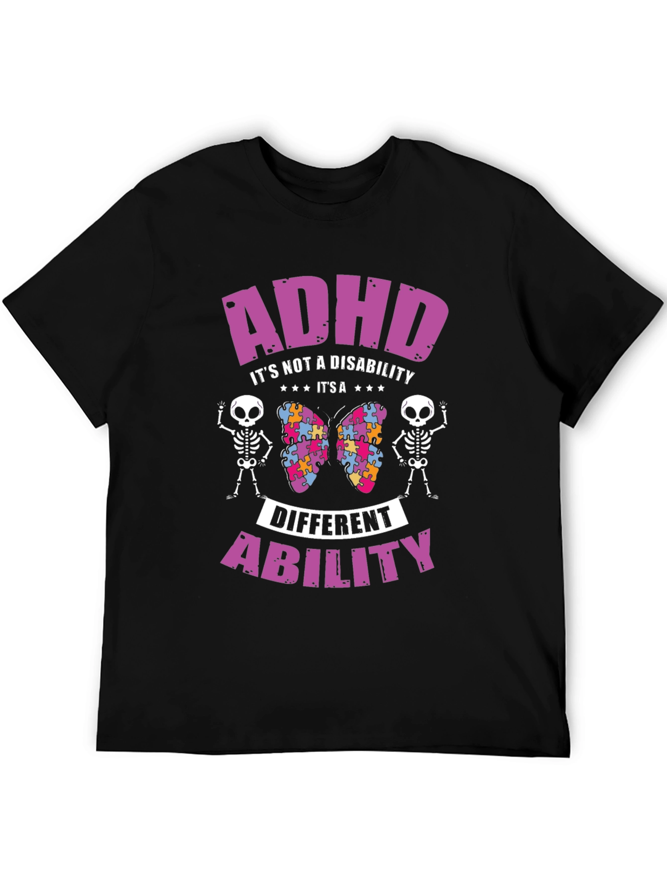 Camiseta Negra ADHD: Diferente Habilidad No Discapacidad