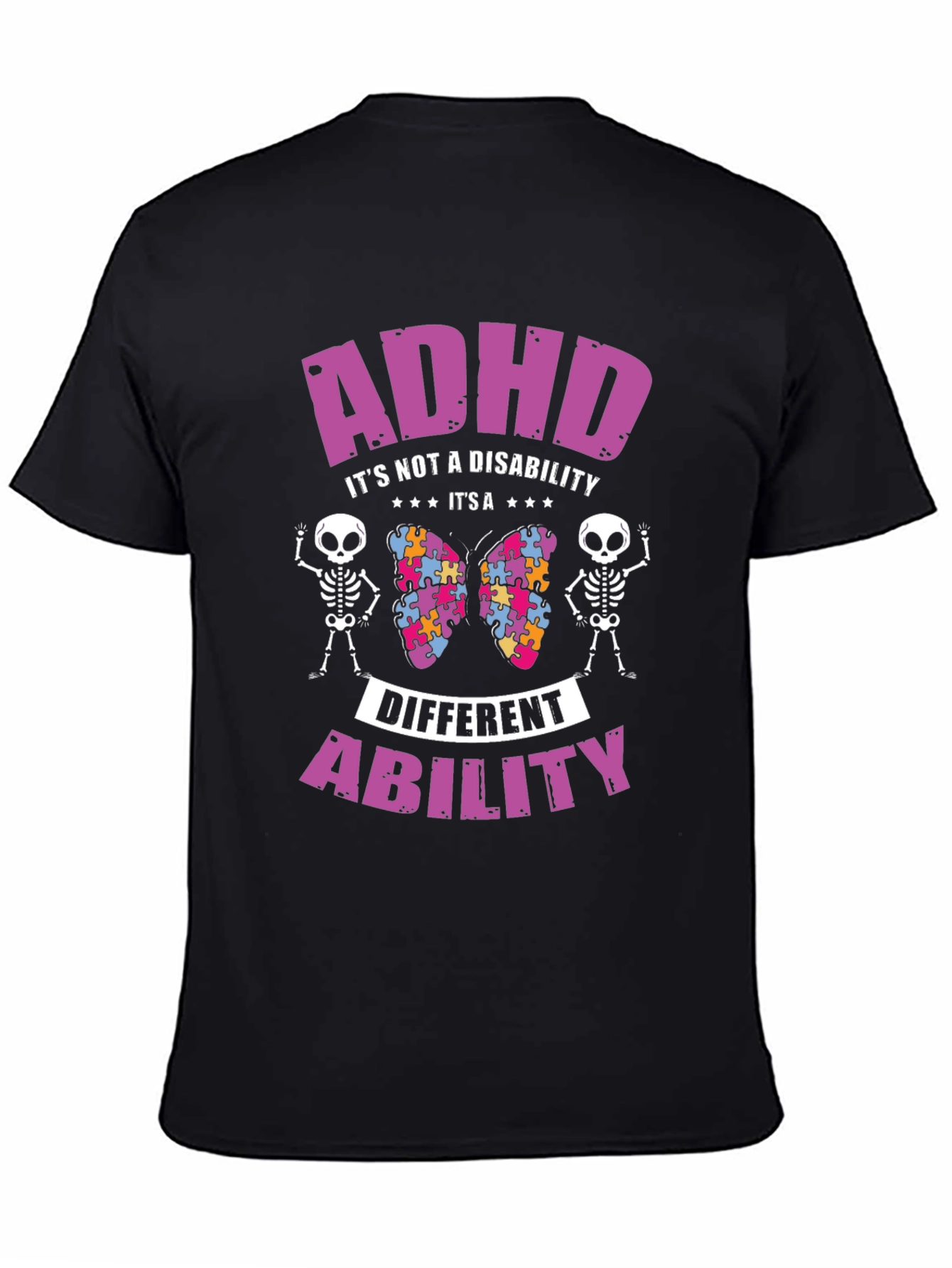 Camiseta Negra ADHD: Diferente Habilidad No Discapacidad