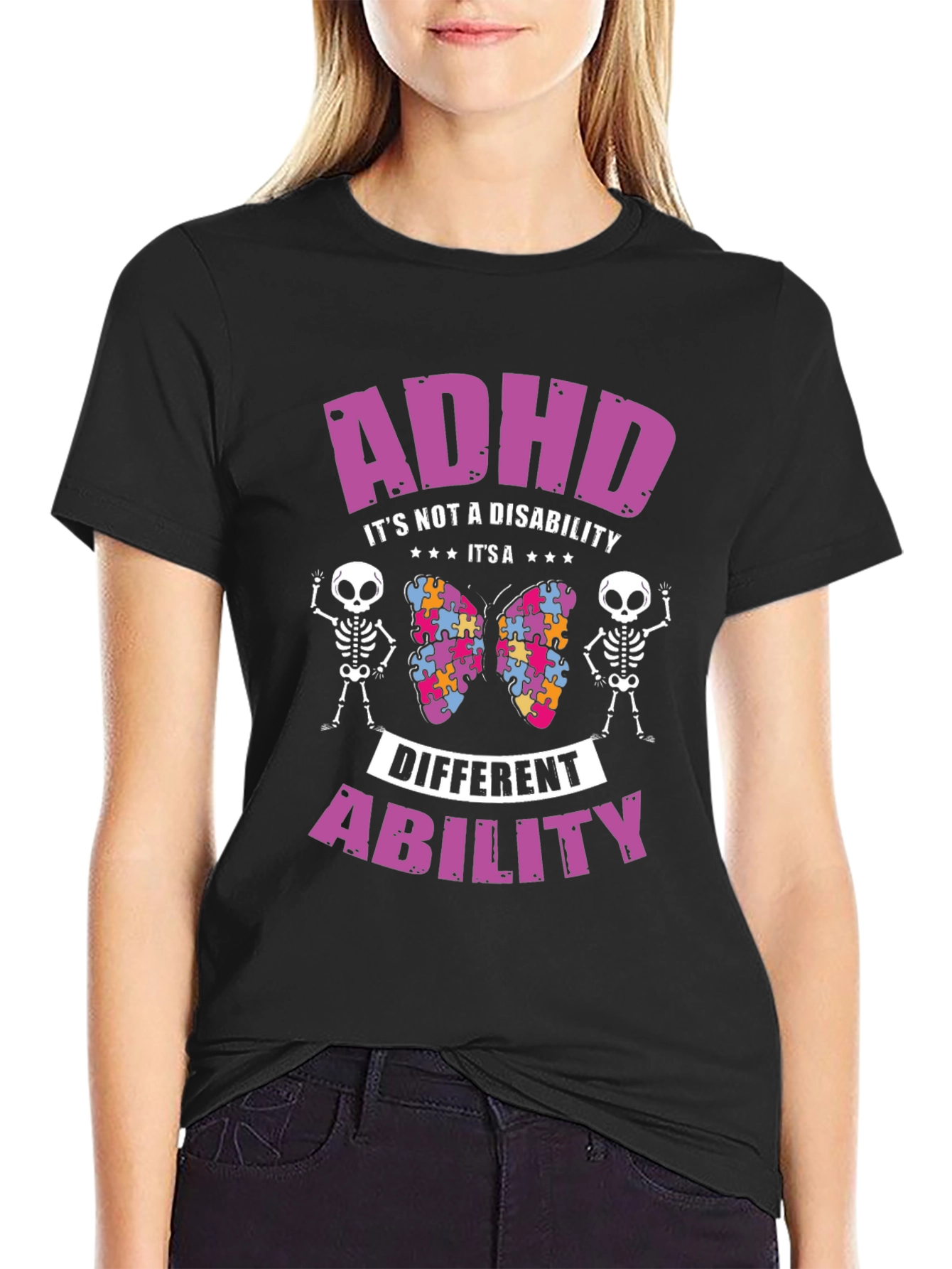 Camiseta Negra ADHD: Diferente Habilidad No Discapacidad