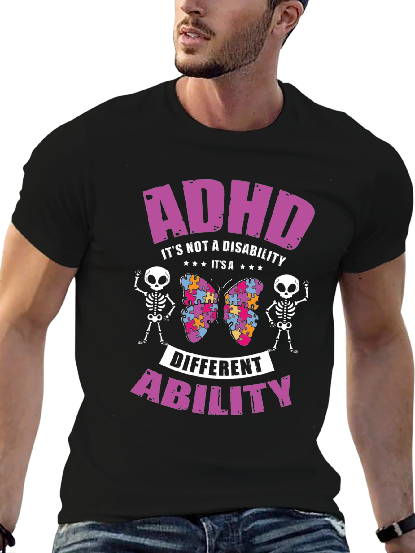 Camiseta Negra ADHD: Diferente Habilidad No Discapacidad