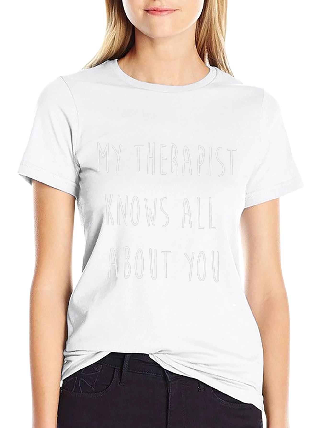 Camiseta Negra: Mi Terapeuta Lo Sabe Todo
