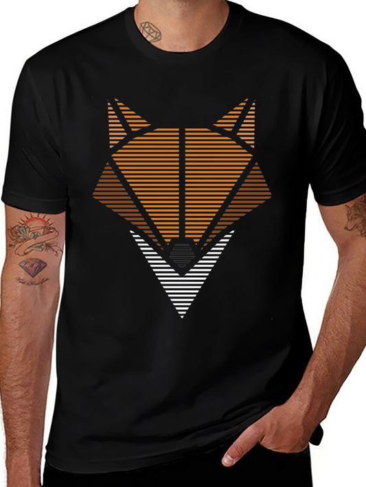 Camiseta Hombre Diseño Zorro Geométrico