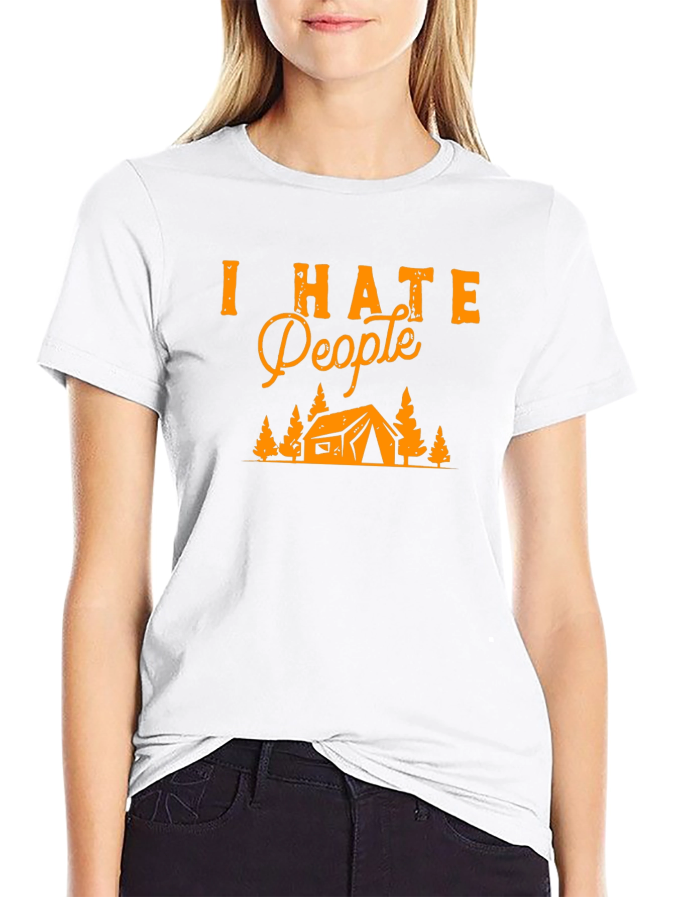 Camiseta Negra Odio a la Gente para Camping