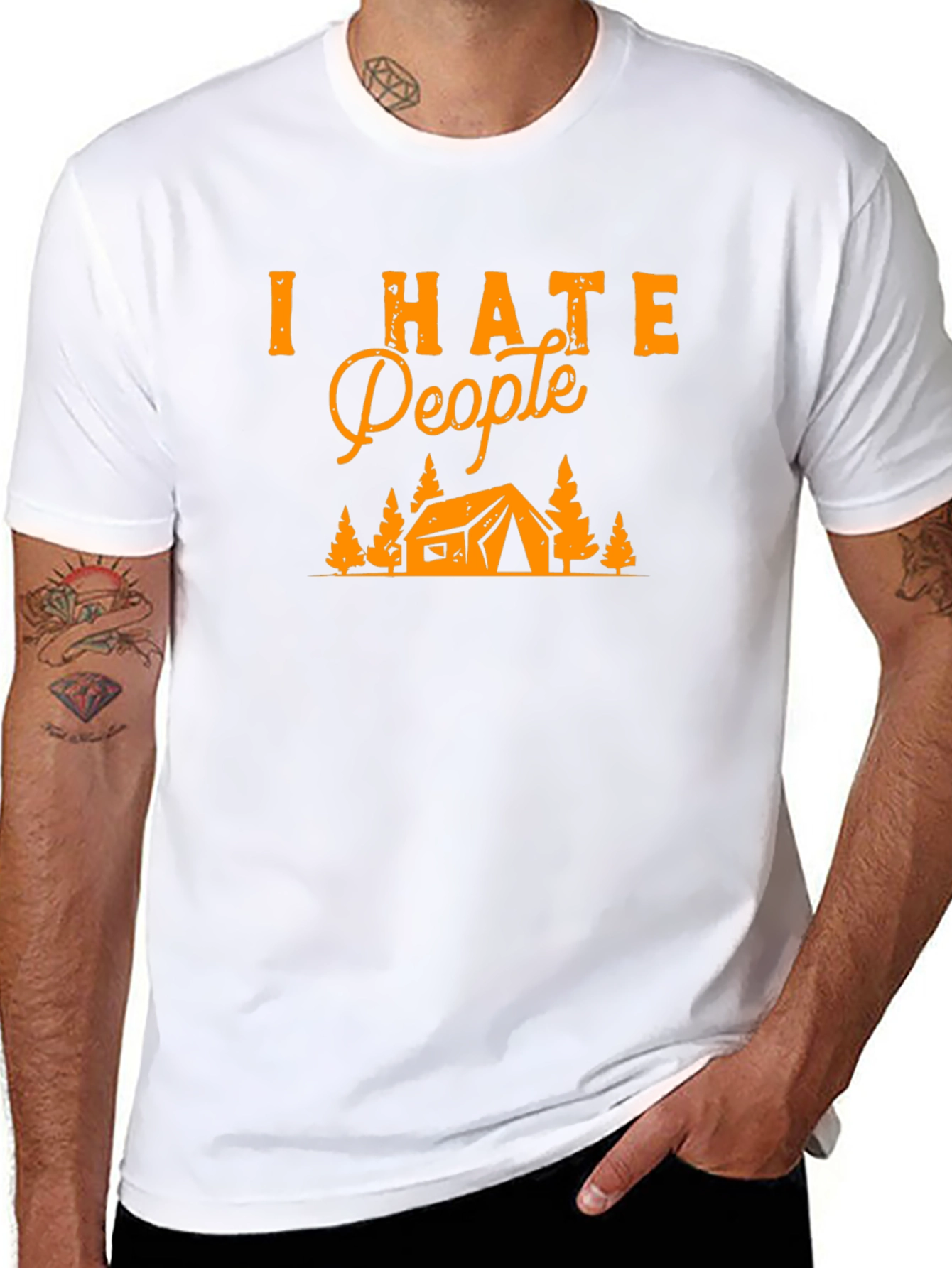 Camiseta Negra Odio a la Gente para Camping