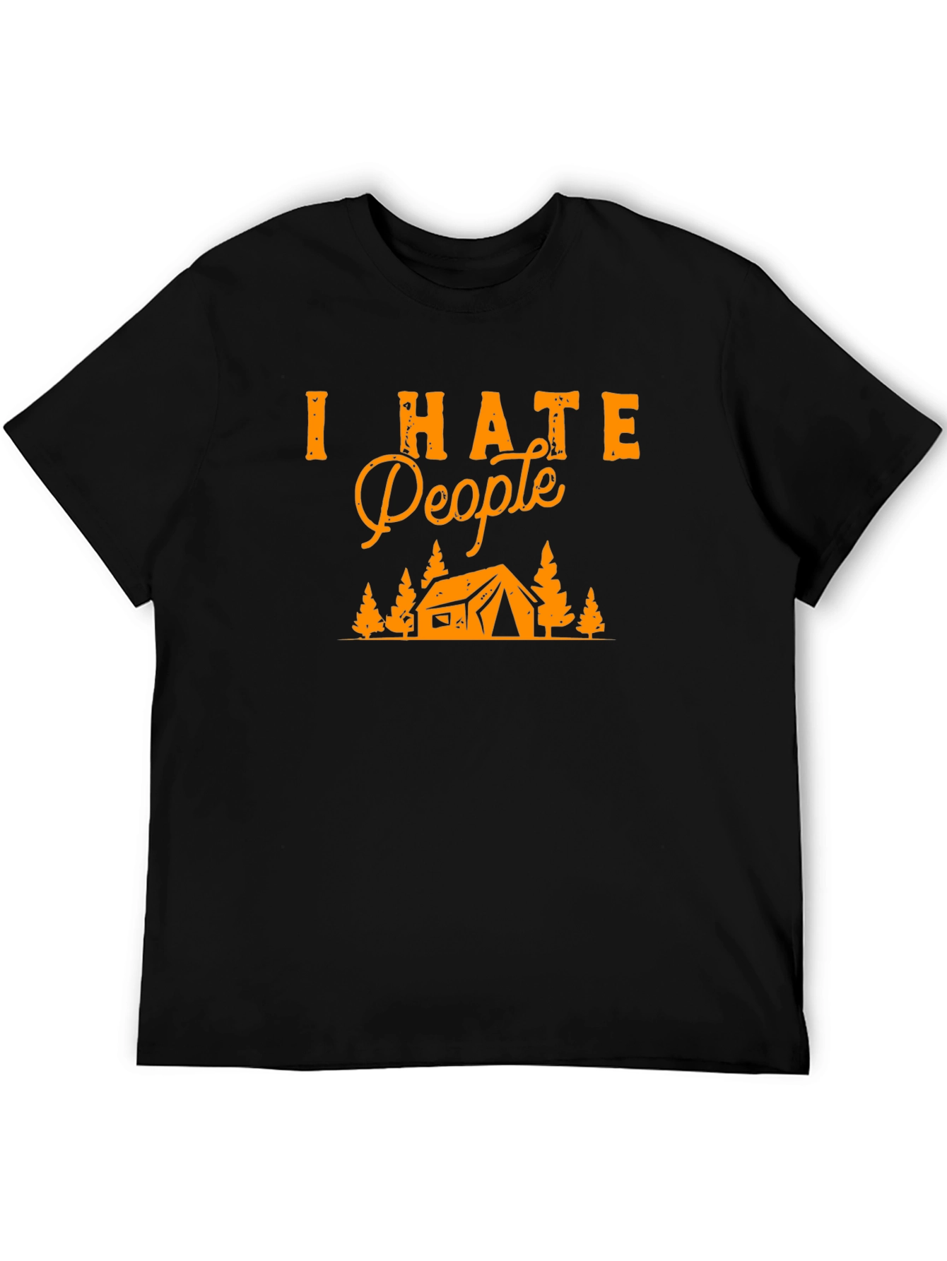 Camiseta Negra Odio a la Gente para Camping