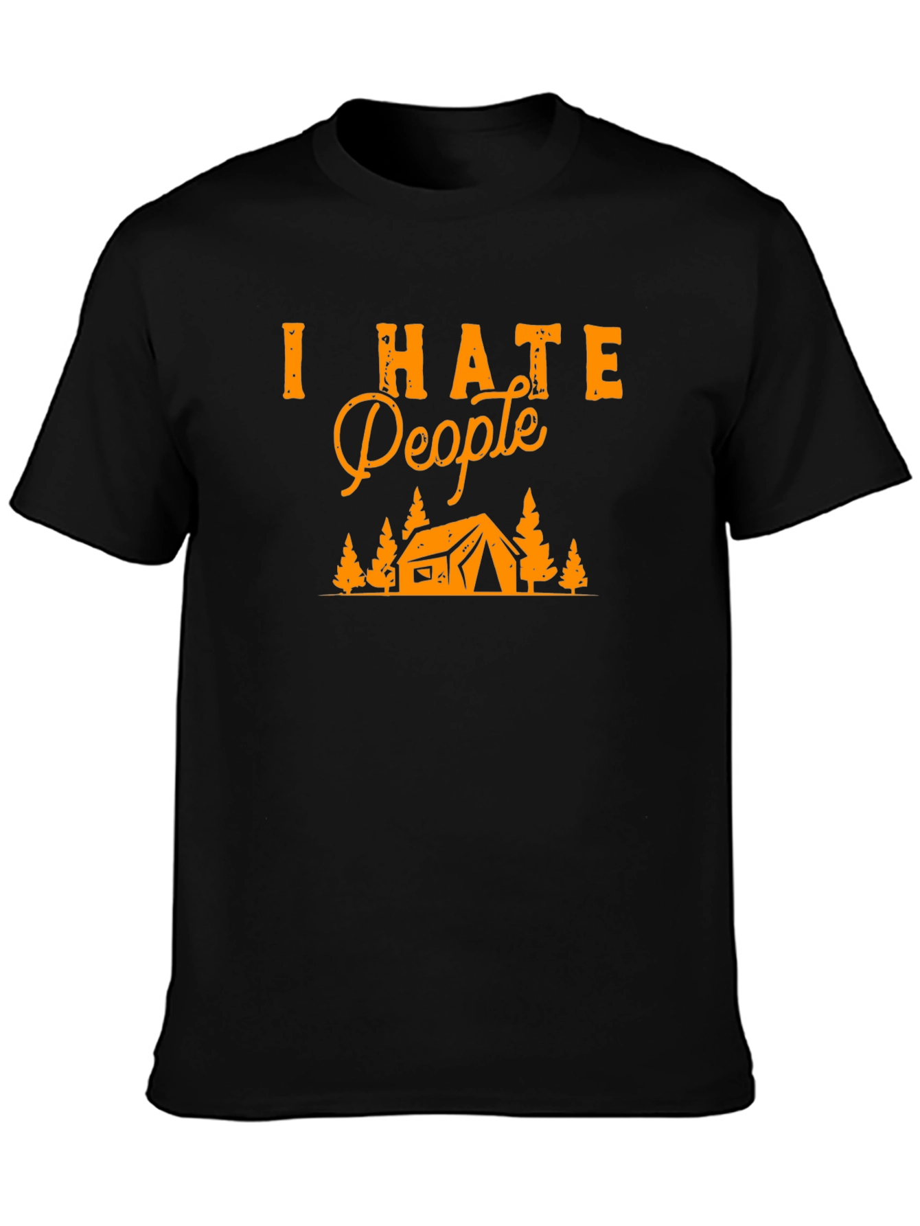 Camiseta Negra Odio a la Gente para Camping