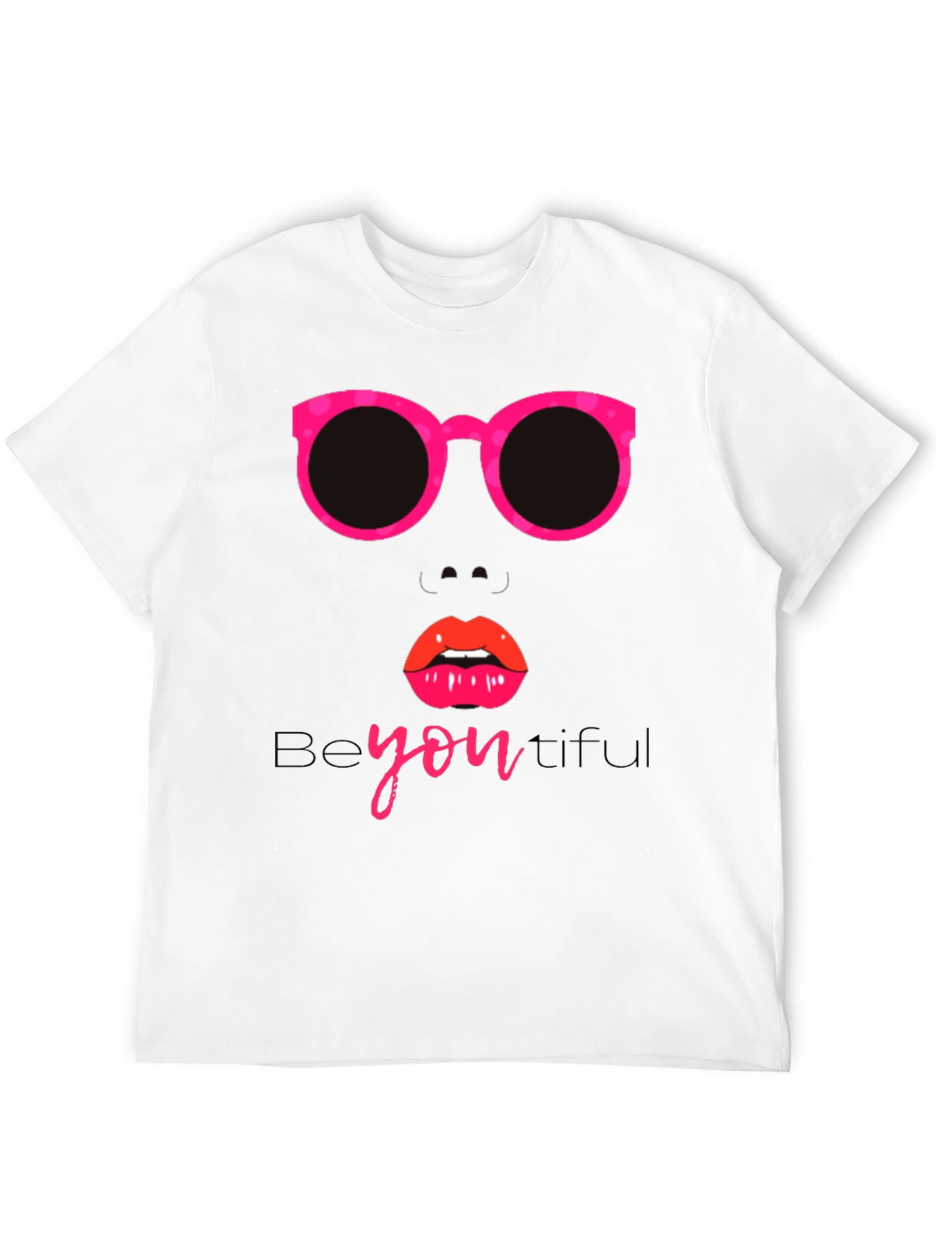 Camiseta Negra con Diseño de Gafas y Labios