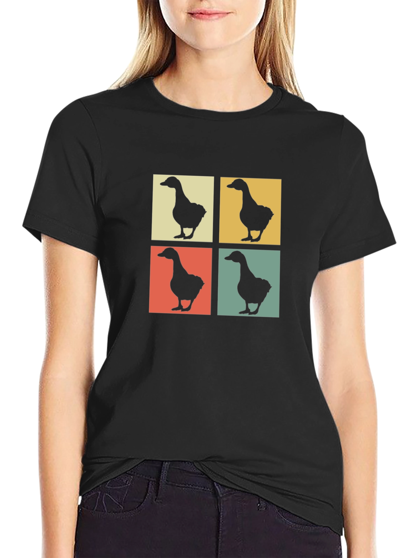Camiseta Hombre Diseño Retro Patos Cuadrados
