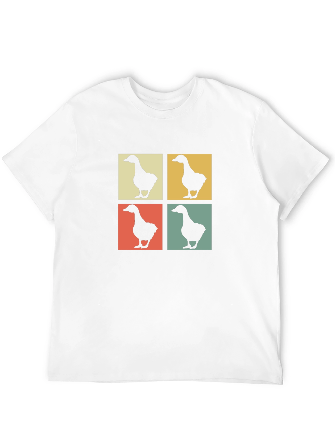 Camiseta Hombre Diseño Retro Patos Cuadrados