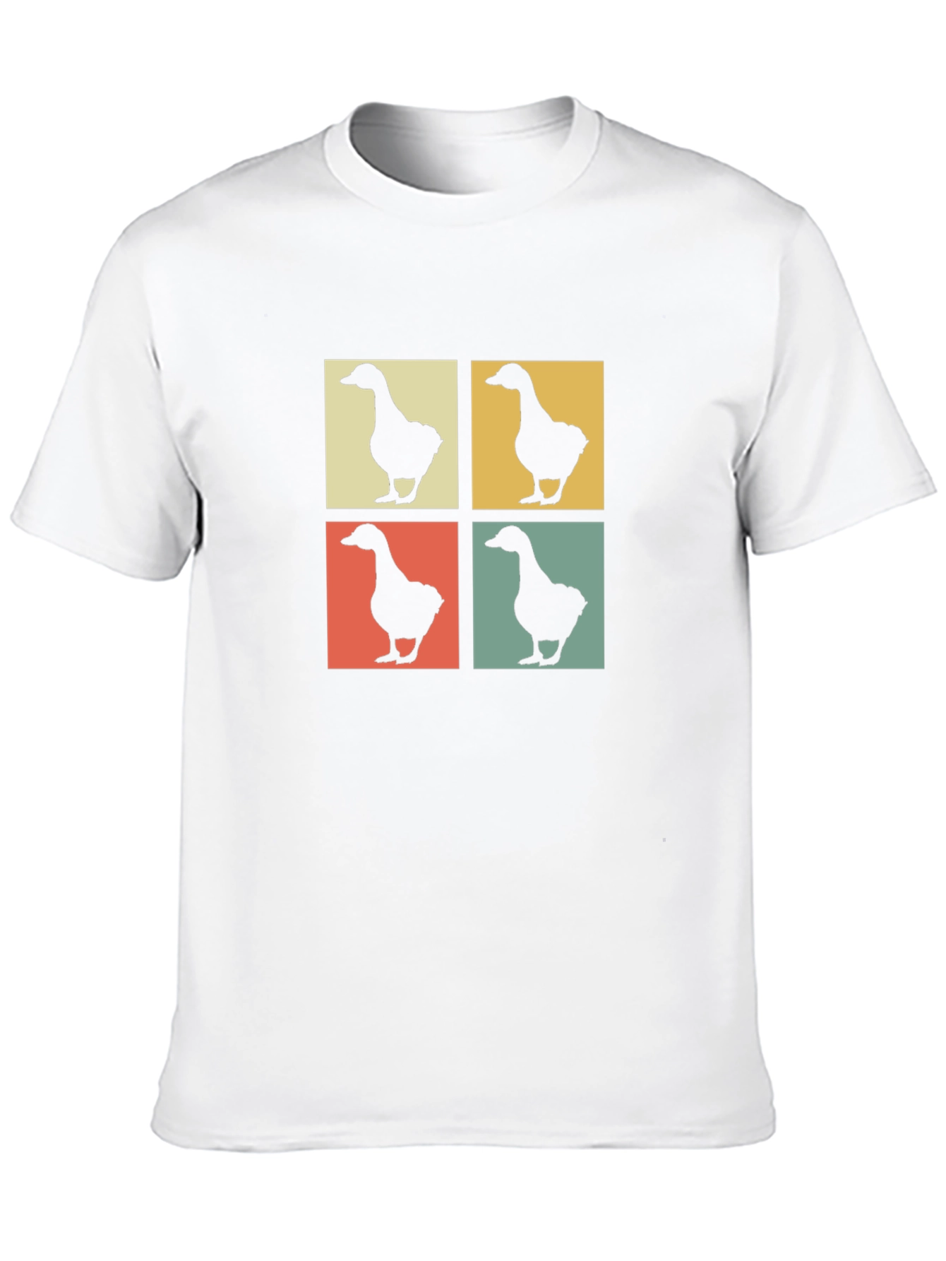 Camiseta Hombre Diseño Retro Patos Cuadrados