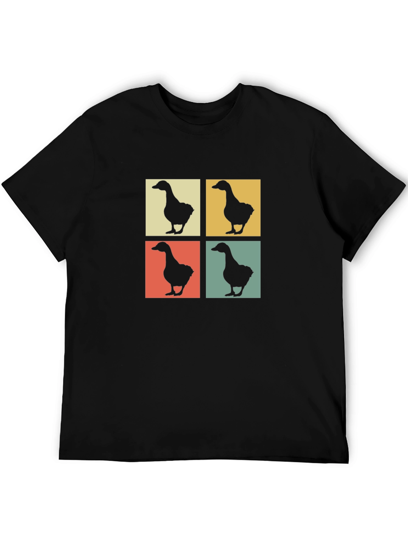 Camiseta Hombre Diseño Retro Patos Cuadrados