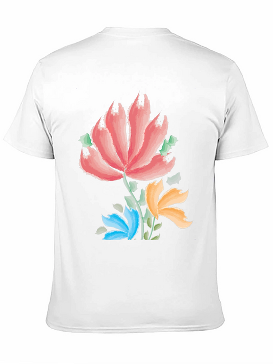 Camiseta Negra con Estampado Floral Artístico