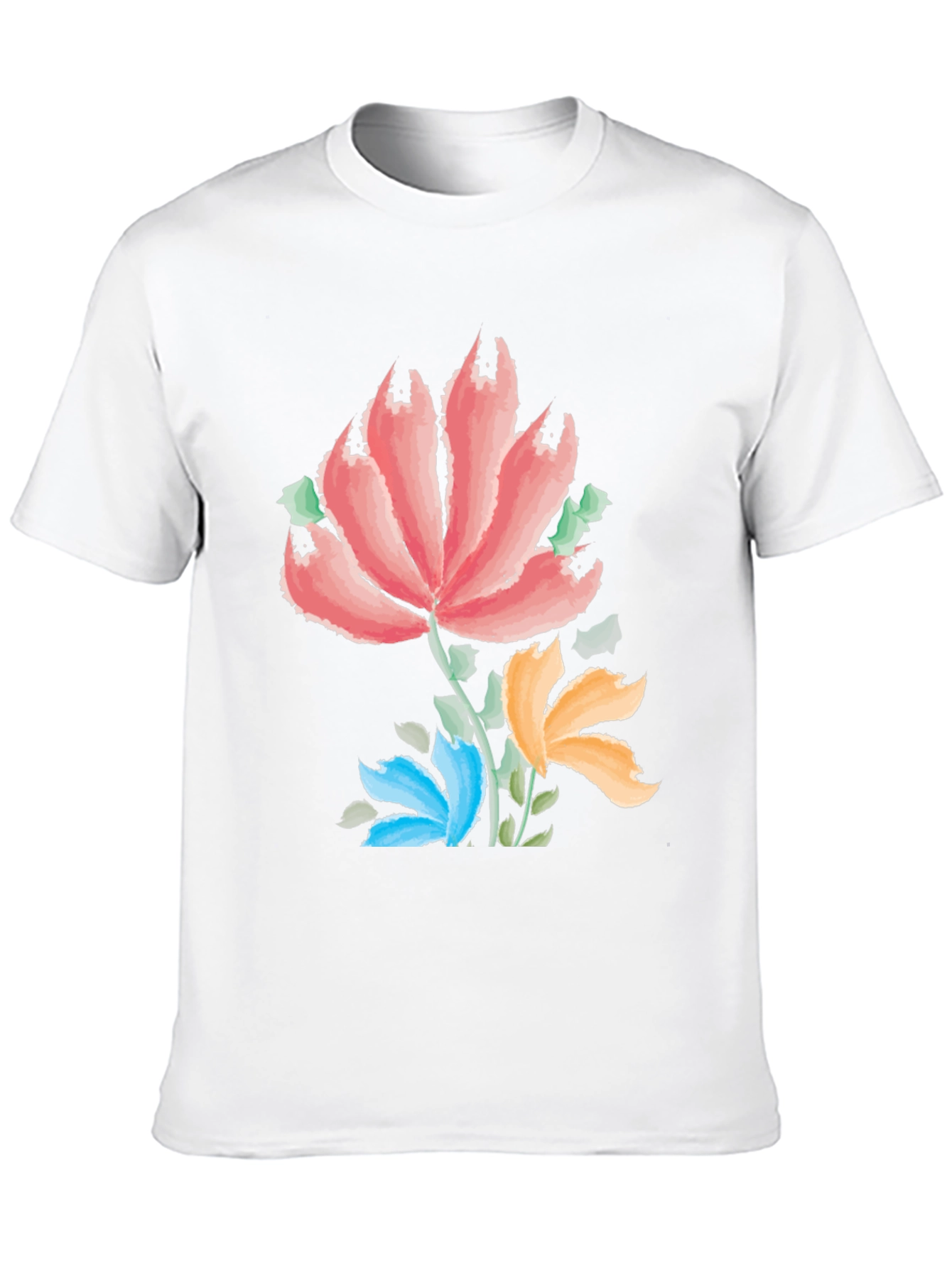 Camiseta Negra con Estampado Floral Artístico