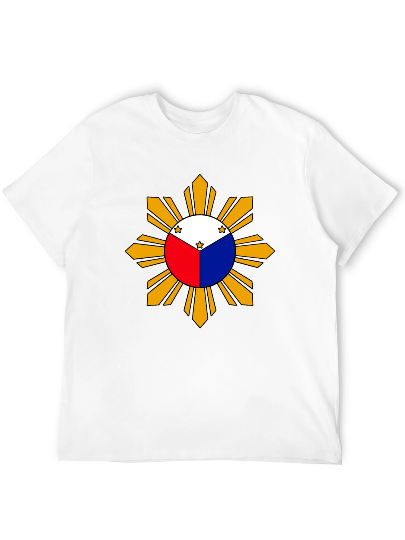 Camiseta Negra con Diseño de Sol Filipino