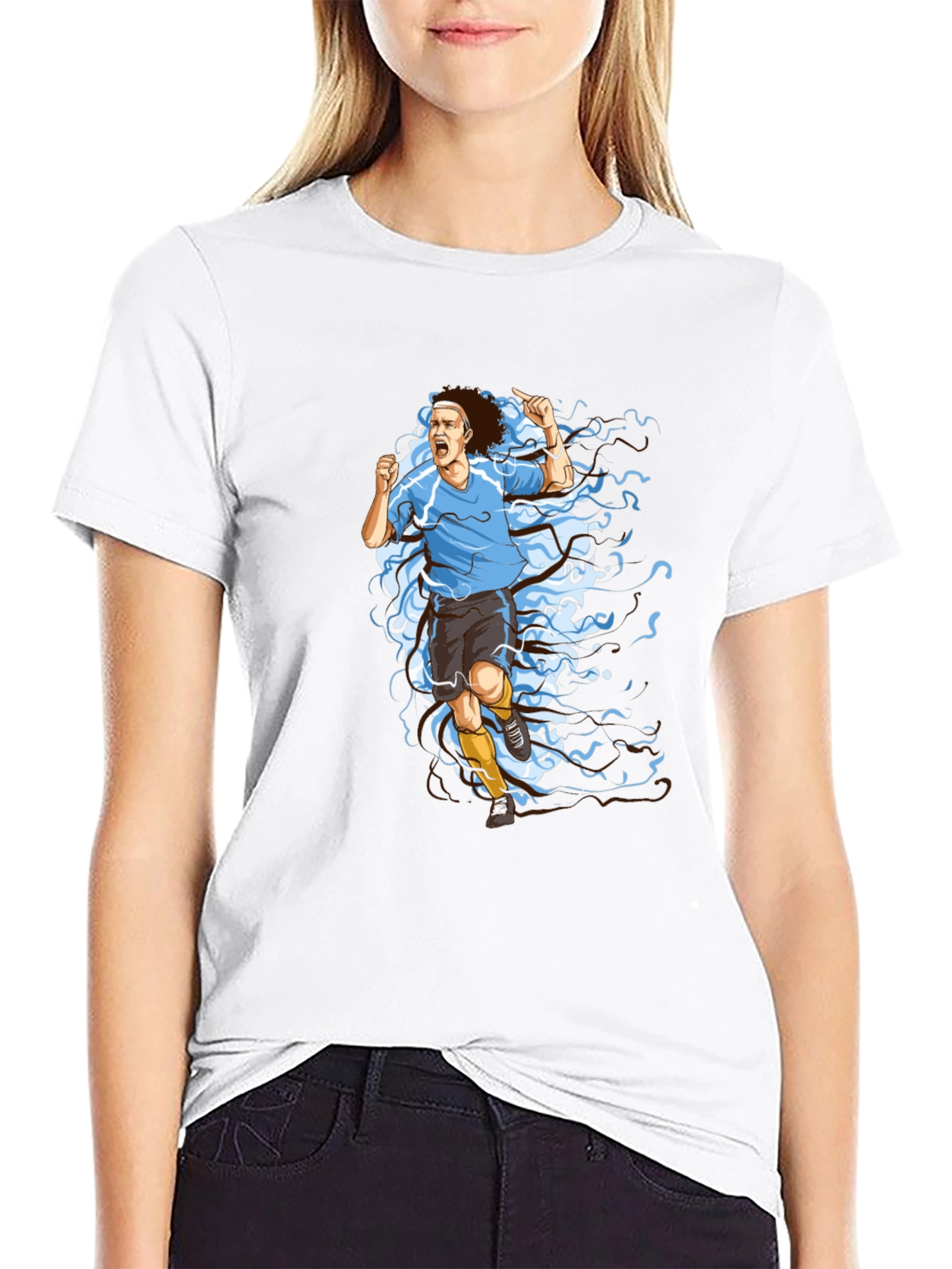 Camiseta Negra Fútbol Uruguay - Diseño Animado