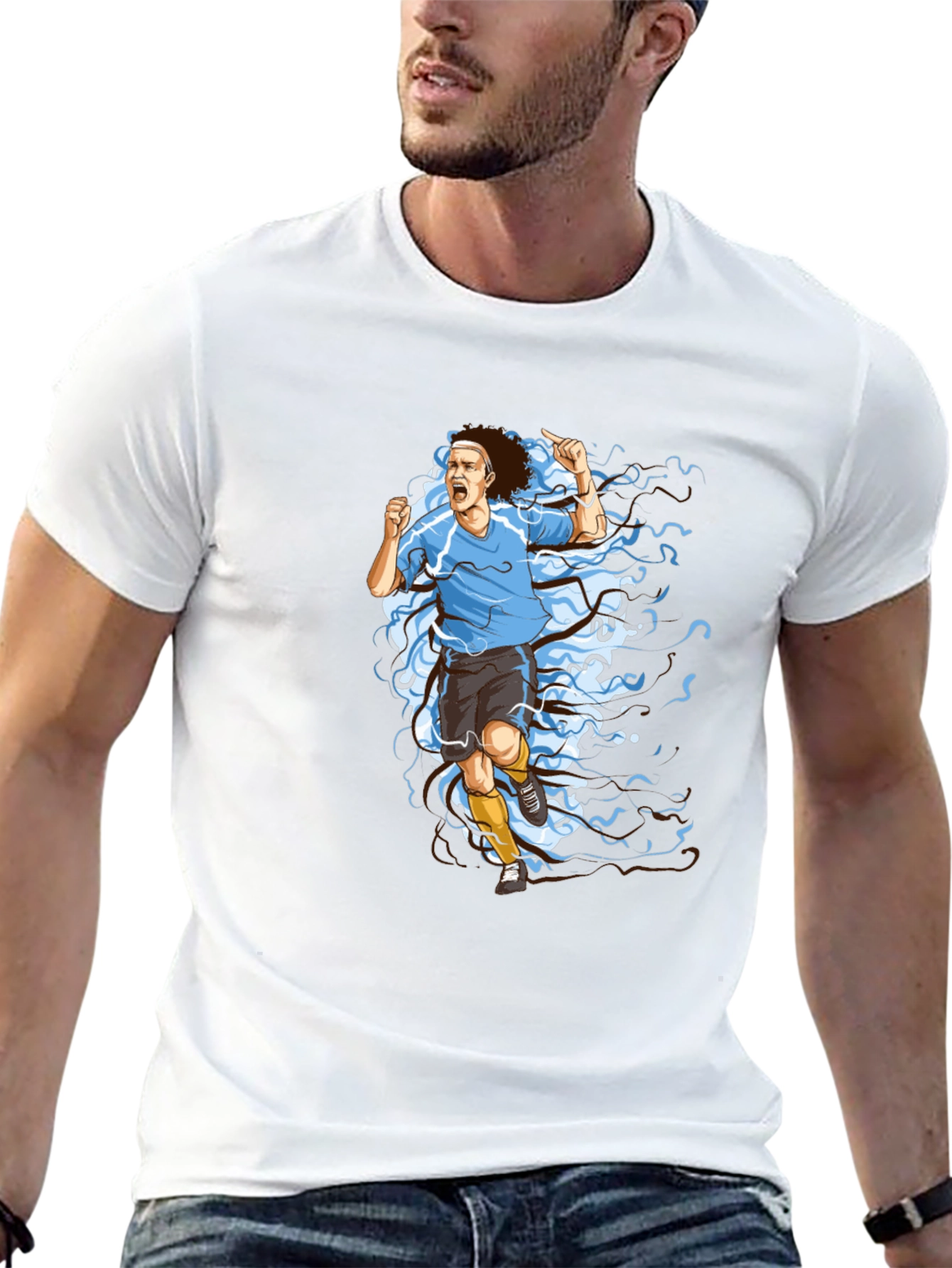 Camiseta Negra Fútbol Uruguay - Diseño Animado
