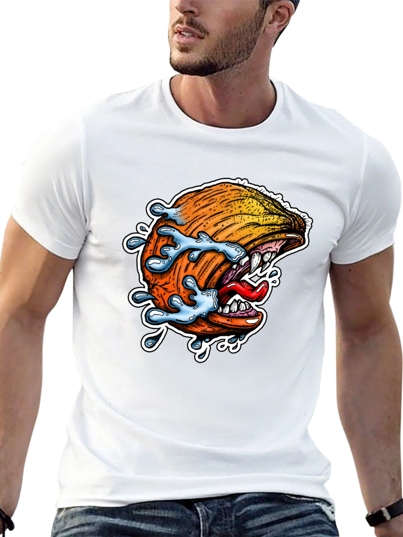 Camiseta Negra con Diseño de Ola Monstruosa