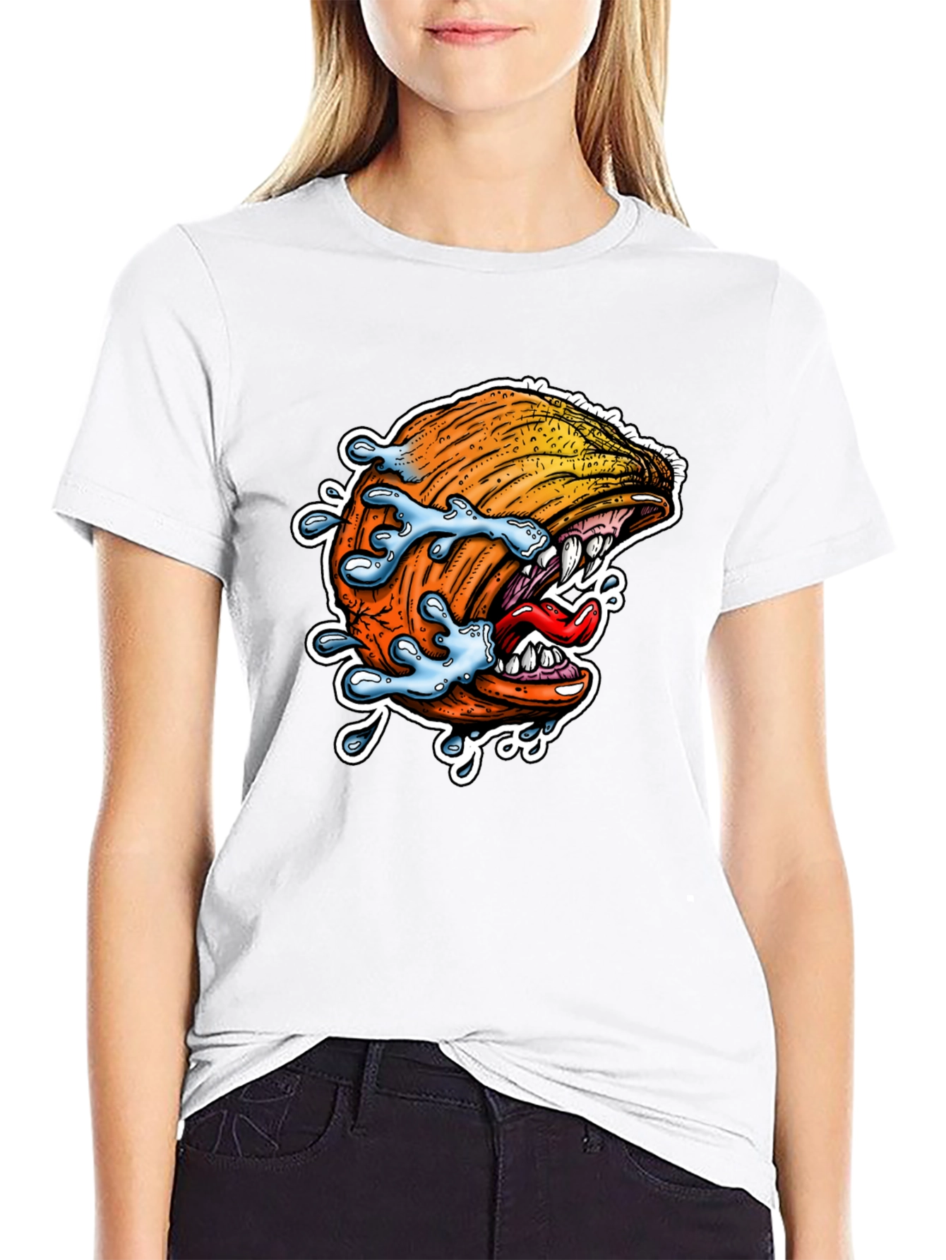 Camiseta Negra con Diseño de Ola Monstruosa