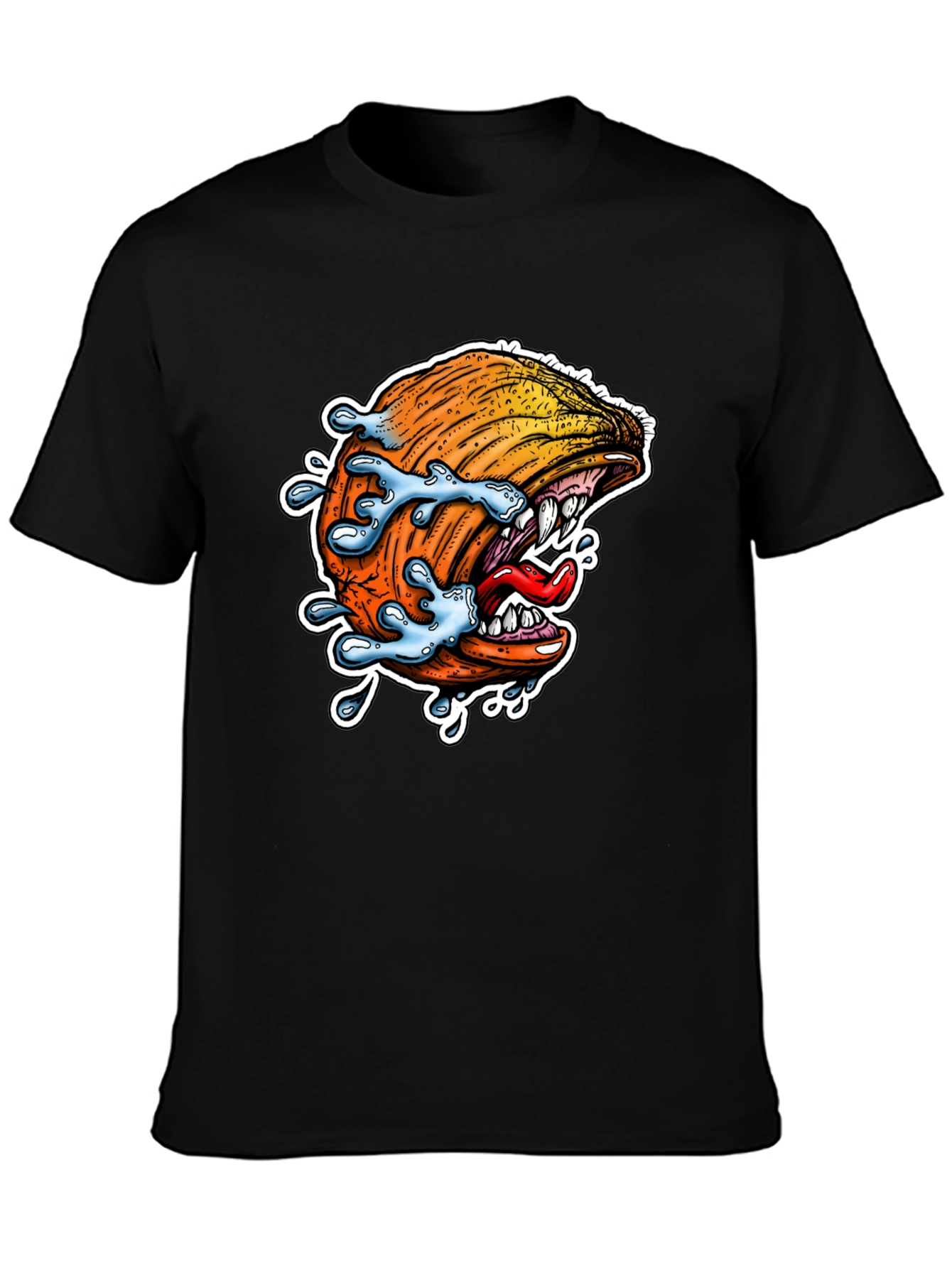 Camiseta Negra con Diseño de Ola Monstruosa