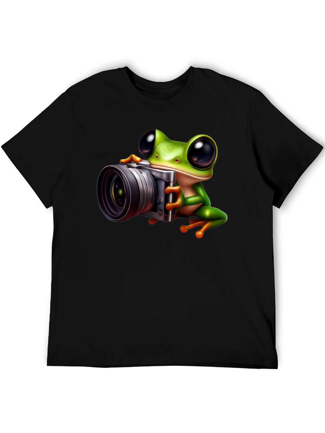 Camiseta Negra con Rana Fotógrafa
