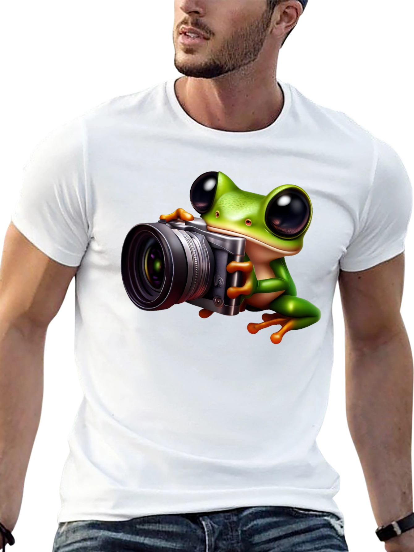 Camiseta Negra con Rana Fotógrafa