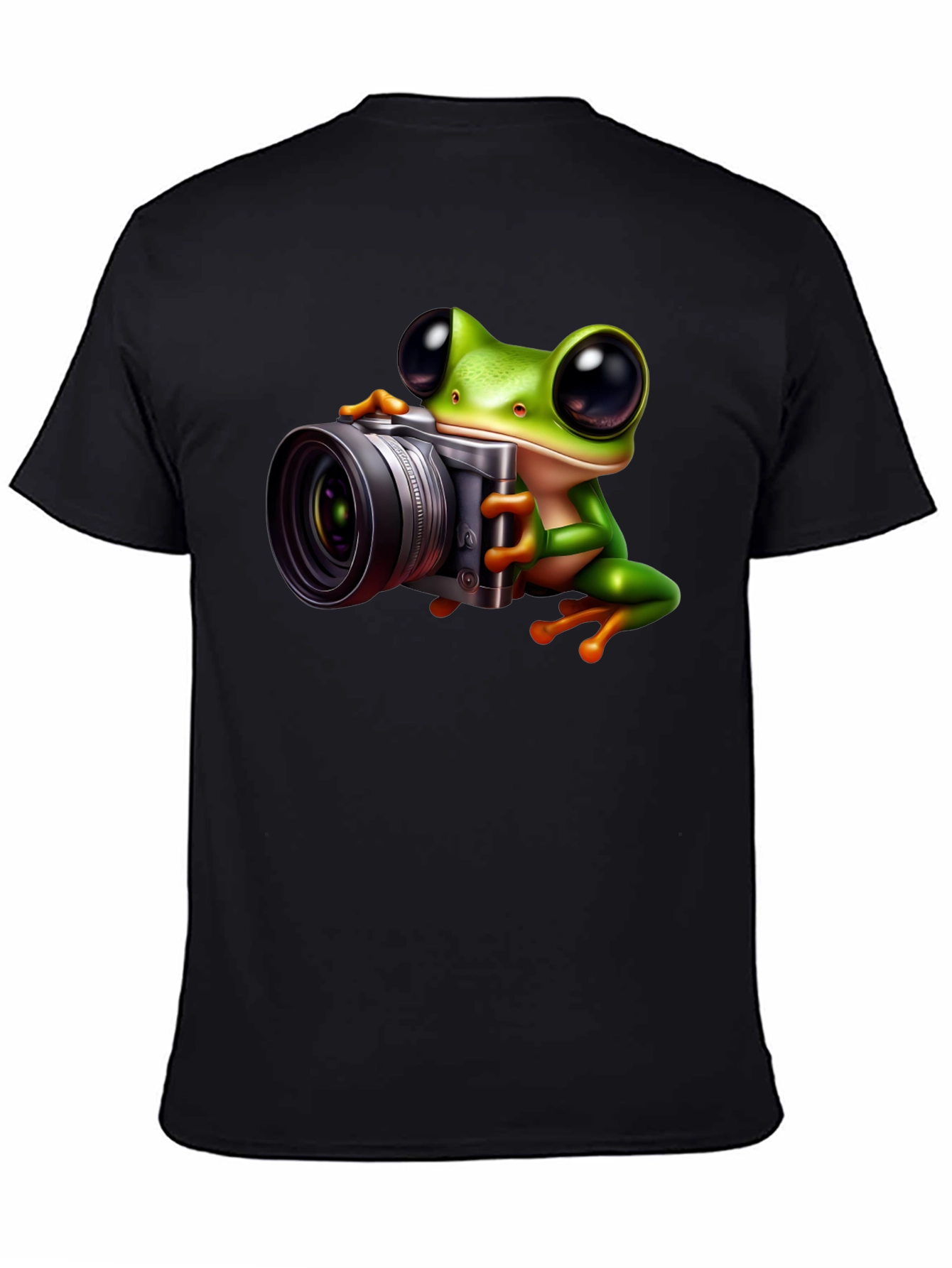 Camiseta Negra con Rana Fotógrafa